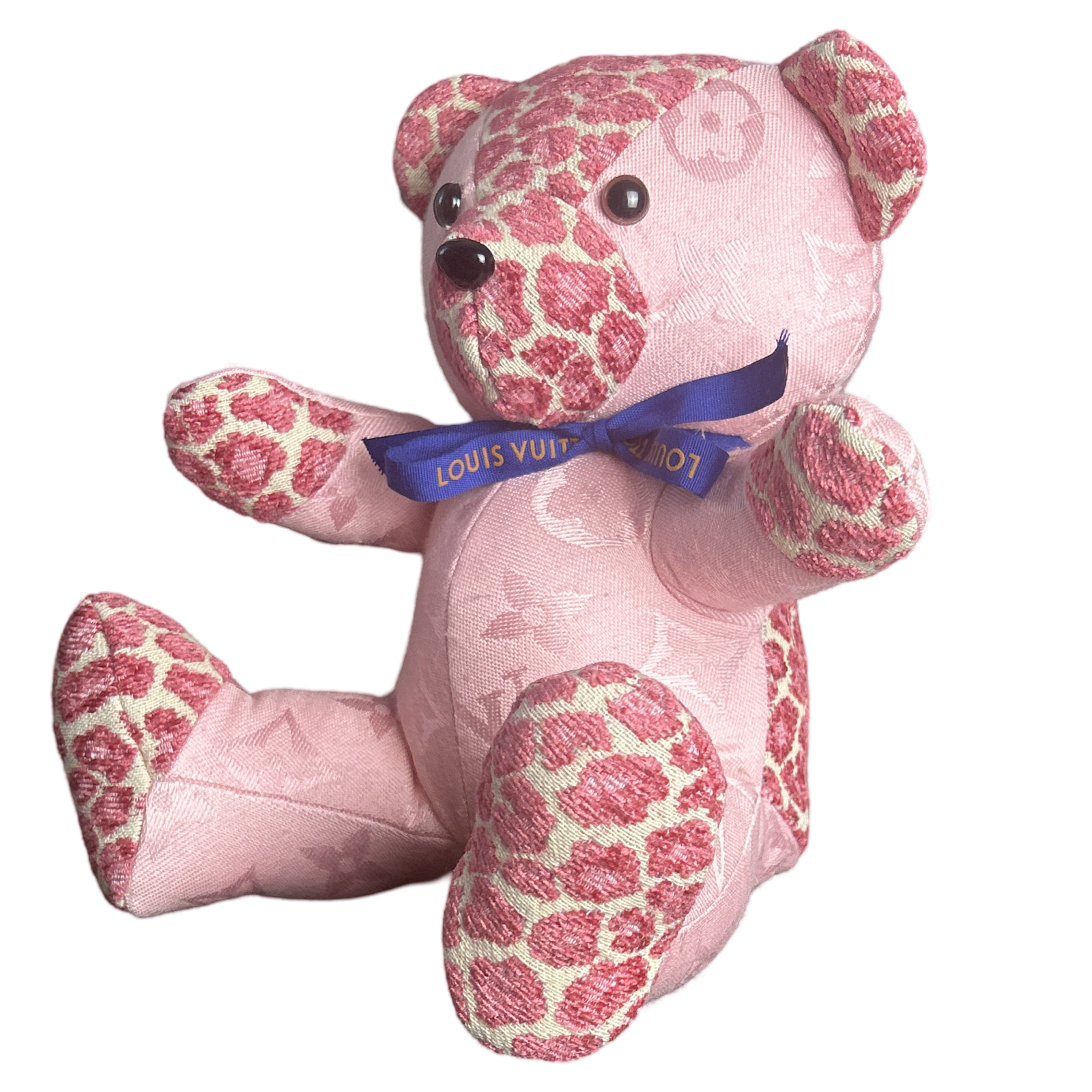 LV Monogram Vintage Silk Scarf Patchwork Teddy Bear
