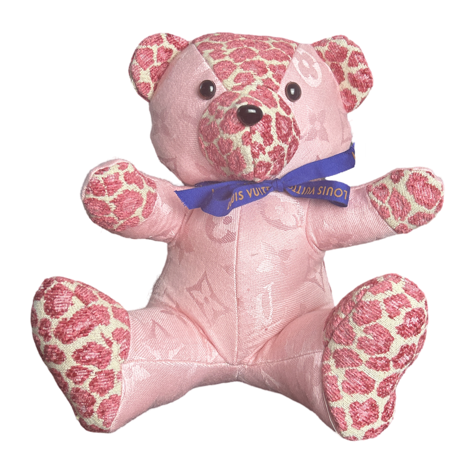LV Monogram Vintage Silk Scarf Patchwork Teddy Bear