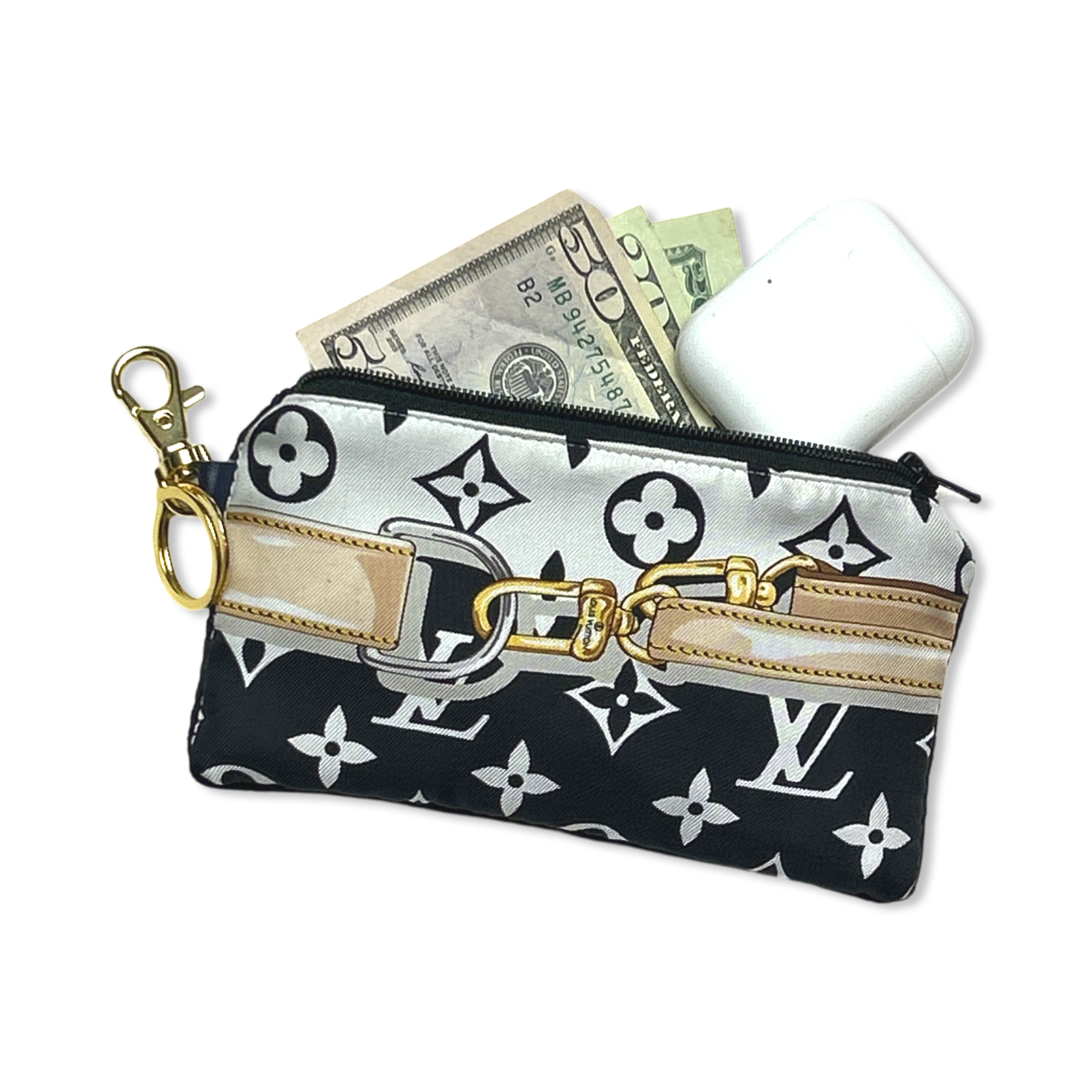 Monogram Vintage Silk Scarf Coffee Run Keychain Bag