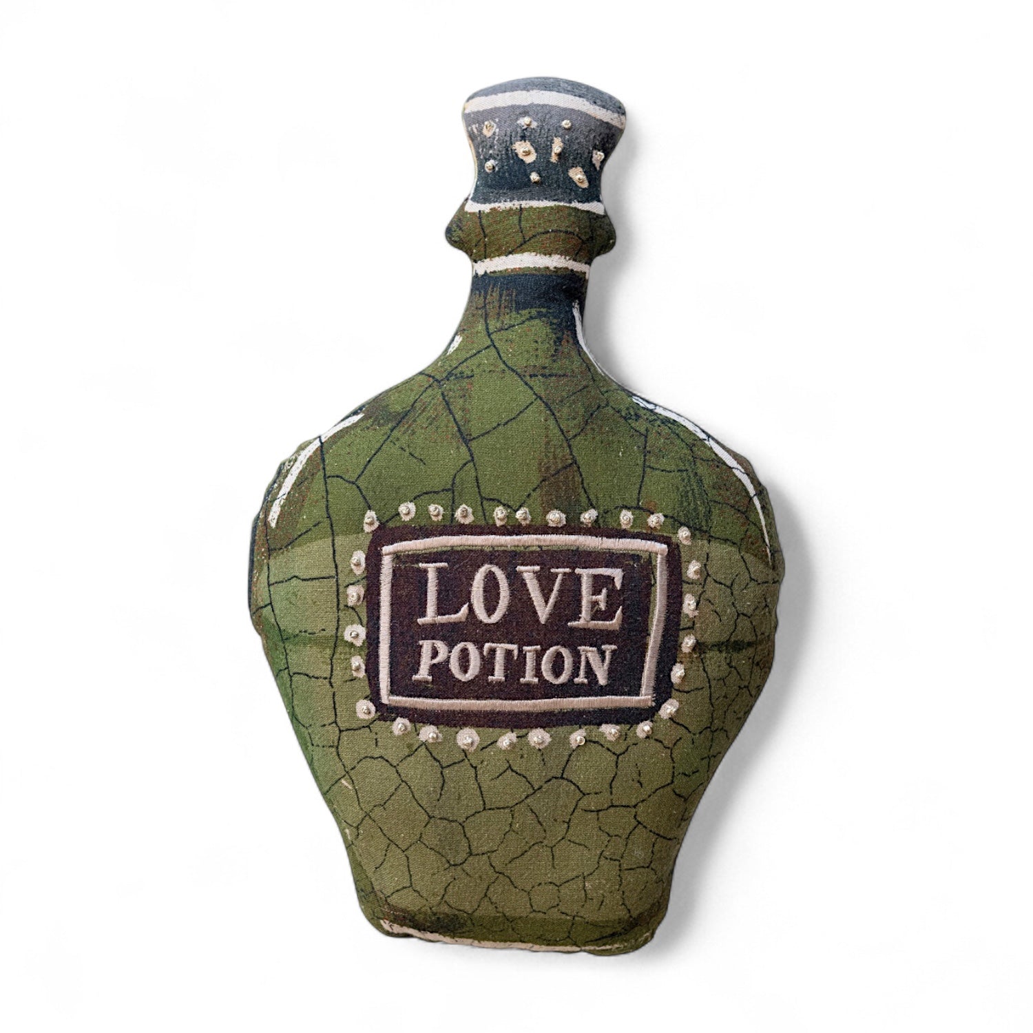 Love Potion Bottle Shaped Embroidered Pillow