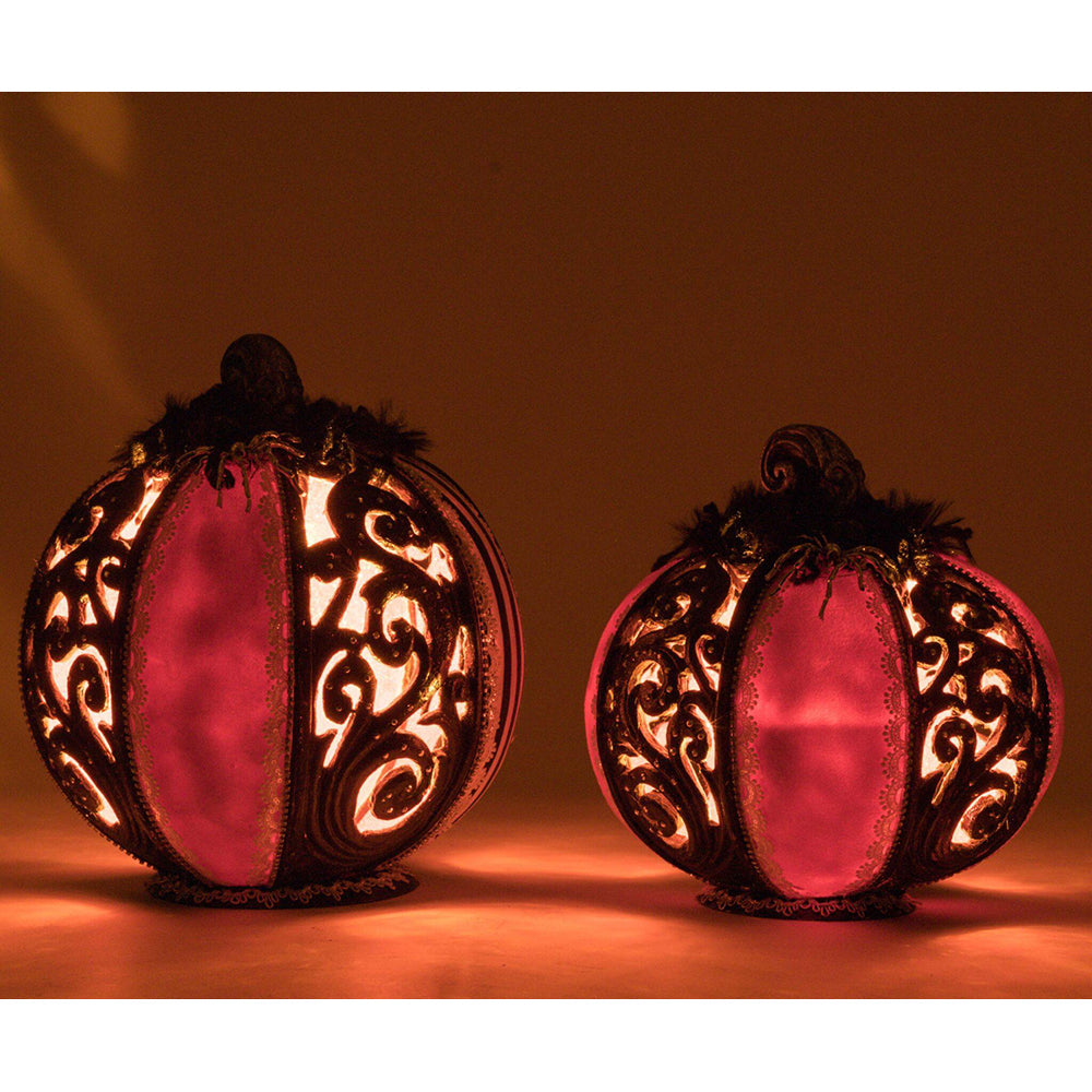 Macabre Pumpkins with Tea Lights Set of 2 by Katherine's Collection