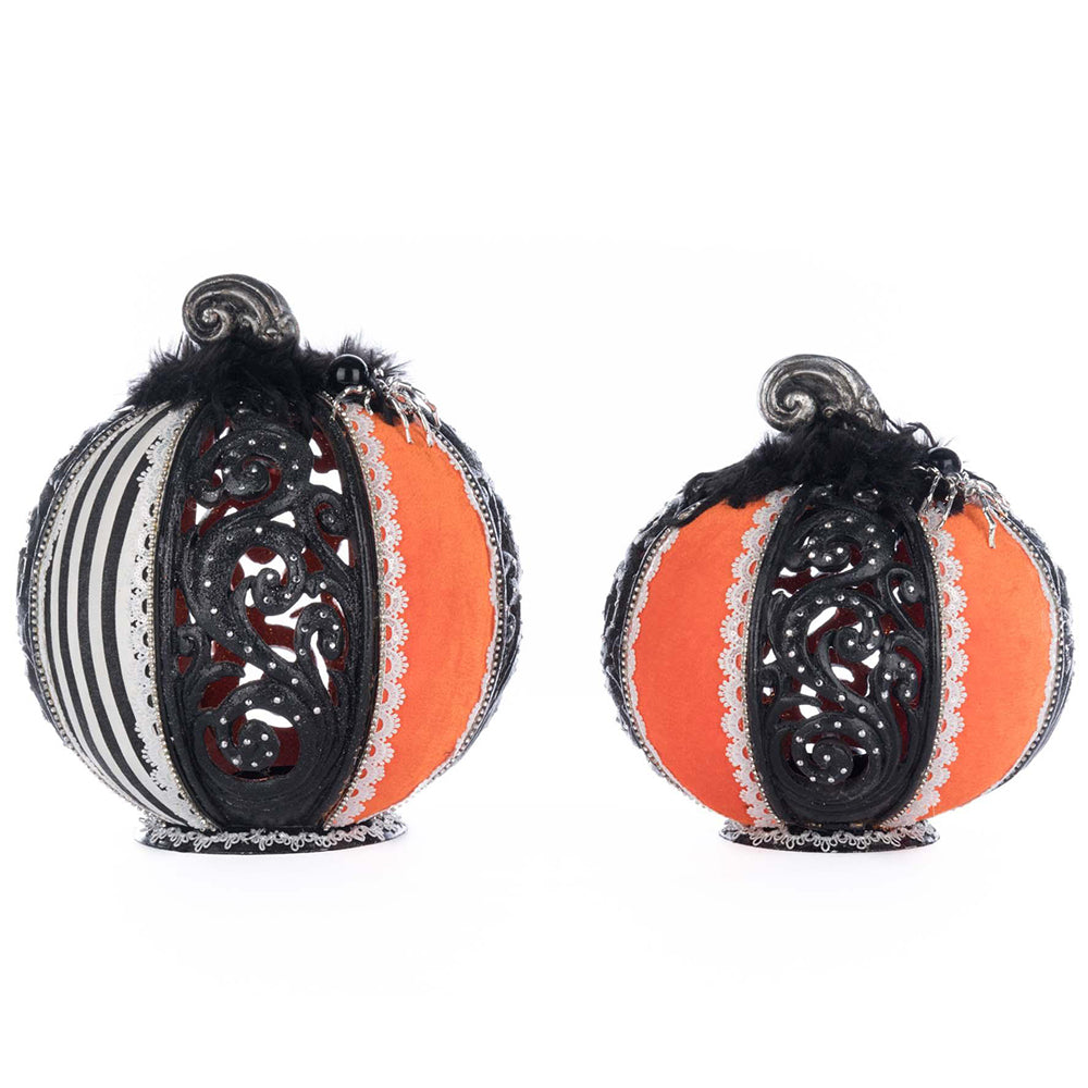 Macabre Pumpkins with Tea Lights Set of 2 by Katherine's Collection