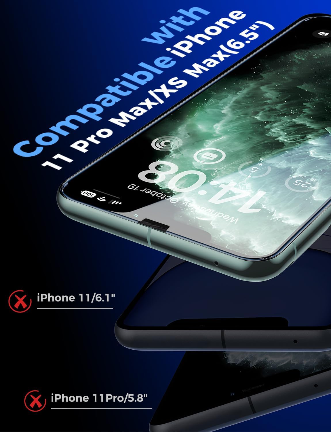 MAGIC JOHN 2 Pack for iPhone 11 Pro Max/XSMAX 6.5 inch Tempered Glass Screen Protector, Auto Dust-Elimination Installation, Bubble Free, HD Clear, Easy Installation