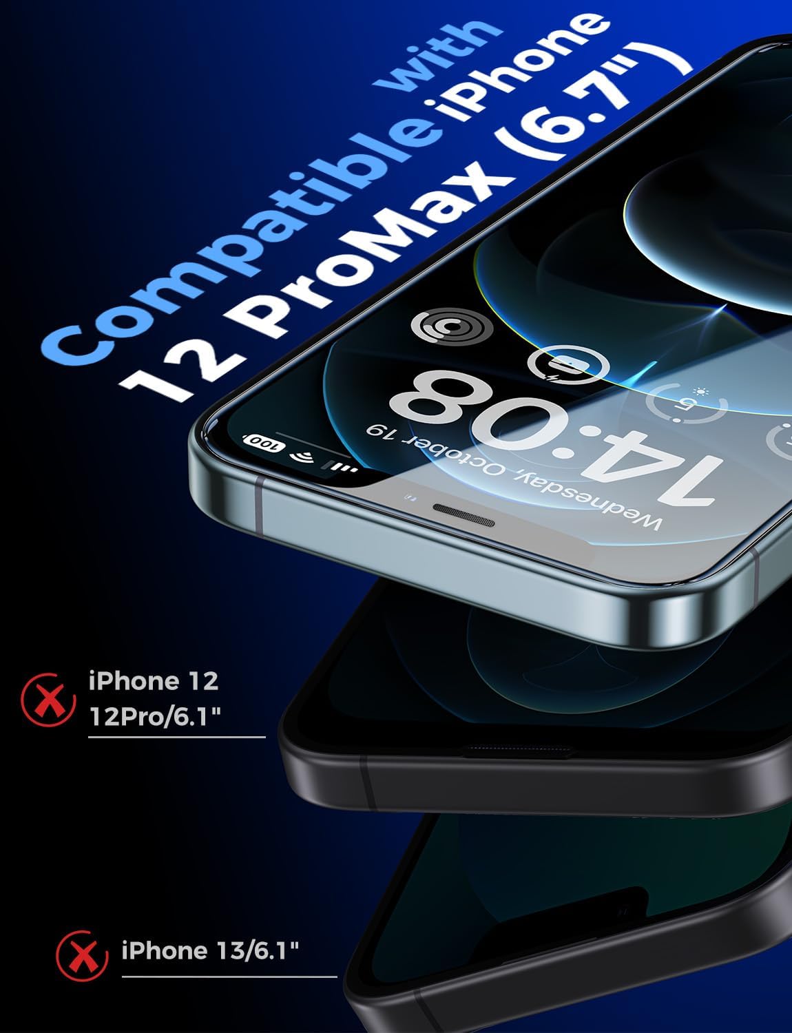 MAGIC JOHN 2 Pack for iPhone 12 Pro Max 6.7 inch Tempered Glass Screen Protector, Auto Dust-Elimination Installation, Bubble Free, HD Clear, Easy Installation