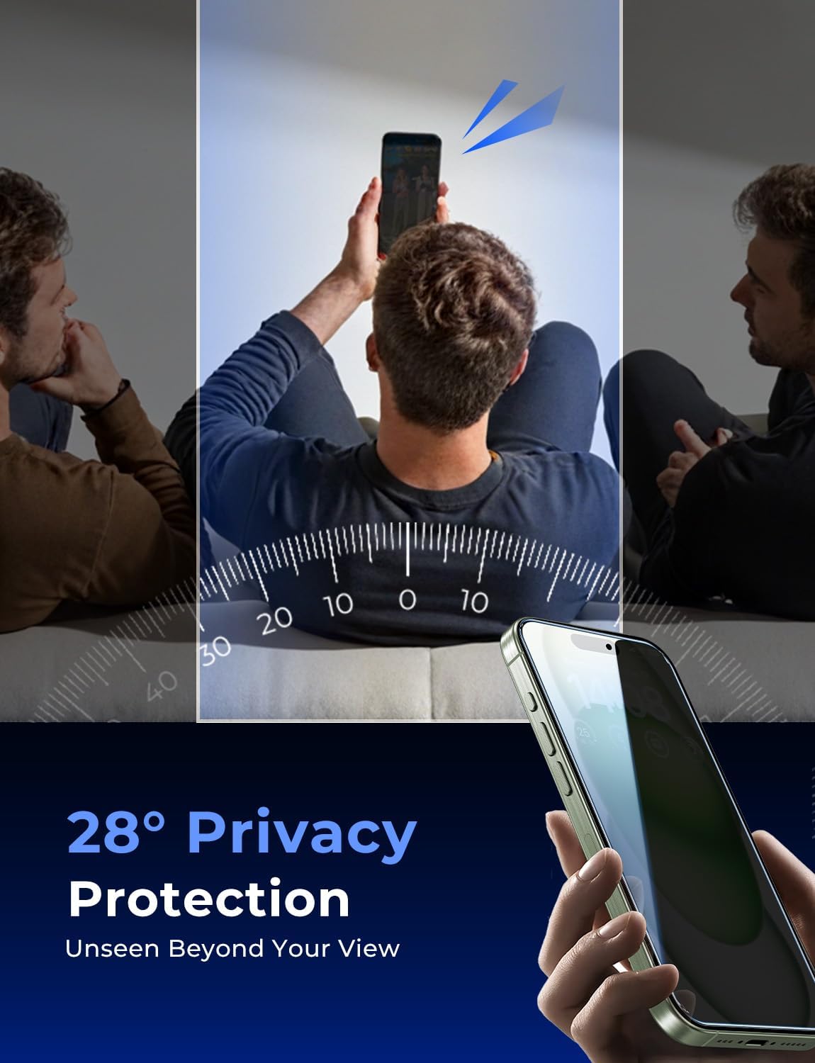 MAGIC JOHN 2 Pack for iPhone 15 Plus 6.7 inch Privacy Glass Screen Protector, Auto Dust-Elimination Installation, Bubble Free, Easy Installation