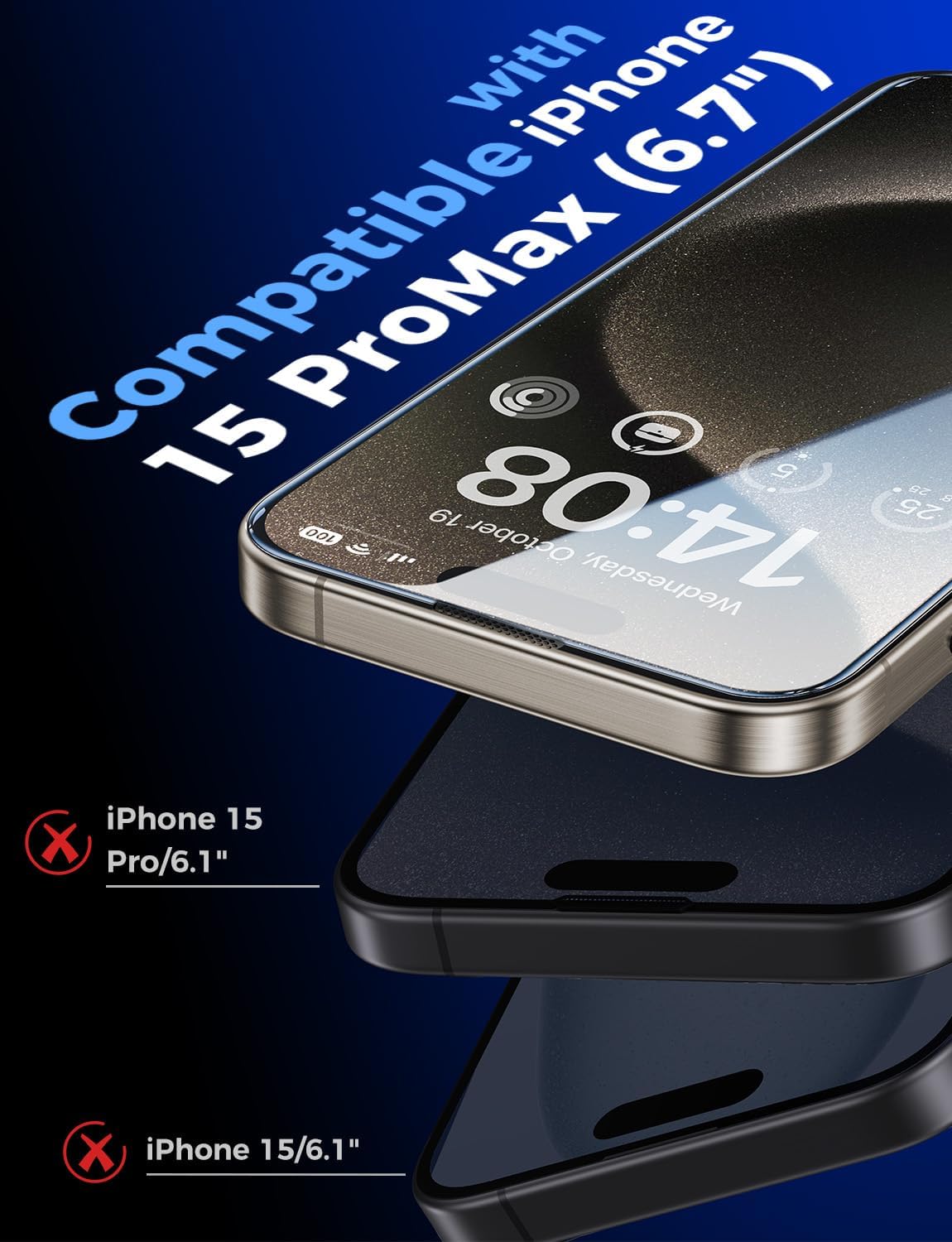 MAGIC JOHN 2 Pack for iPhone 15 Pro Max 6.7 inch Tempered Glass Screen Protector, Auto Dust-Elimination Installation, Bubble Free, Dynamic Island Compatible, HD Clear, Easy Installation