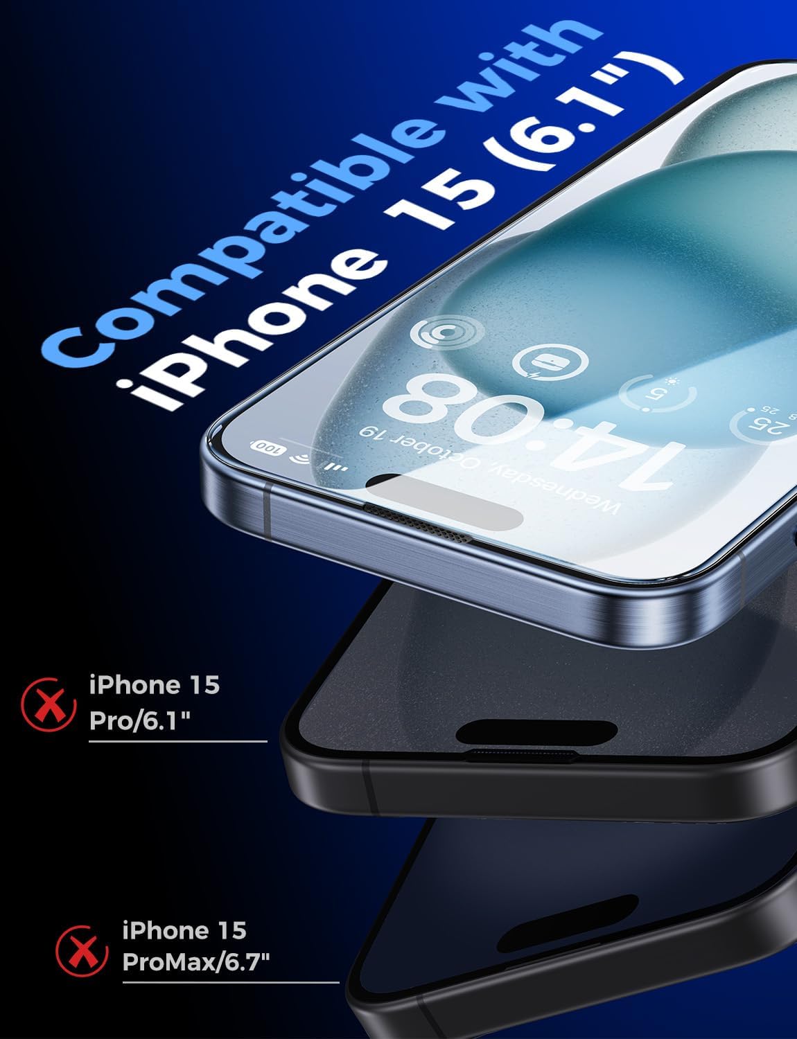 MAGIC JOHN 2 Pack for iPhone 15 Tempered Glass Screen Protector 6.1 inch [Not Max], Auto Dust-Elimination Installation, Bubble Free, Dynamic Island Compatible, HD Clear, Easy Installation