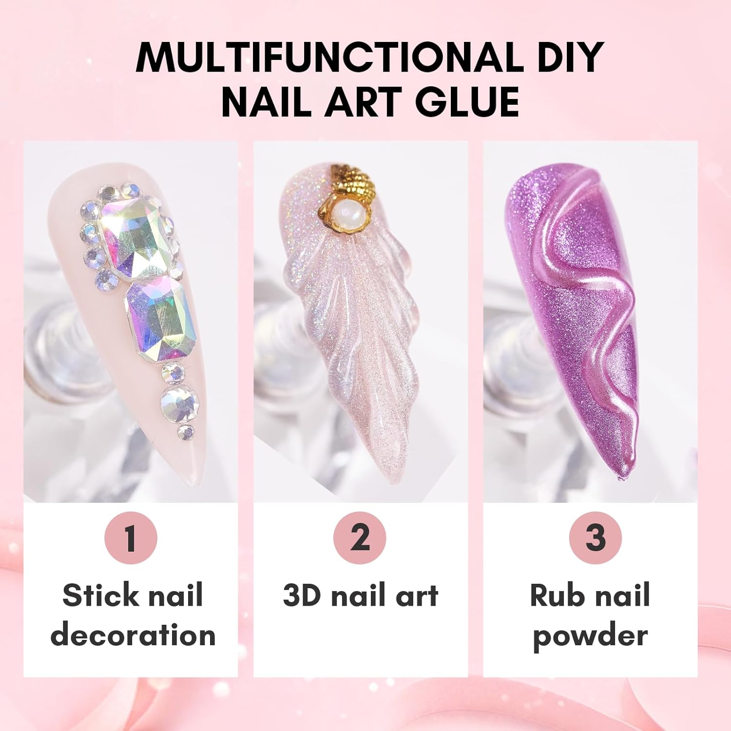 Makartt Nail Rhinestone Glue for Nails: Super Strong Gel Nail Glue for Decorations Nail Charm 3D Nails Bling Gel for Nail Gem Nail Art Jewel Diamonds 30ML Cured Need Beauty