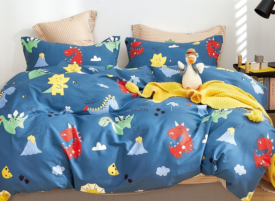 Markutus Kids Blue Dinosaur  Queen/Full comforter: 90"*90"; Twin Xl comforter: 68"*90". Pillow Sham for Queen/Full; Twin XL: 26"*20"+2" flange.