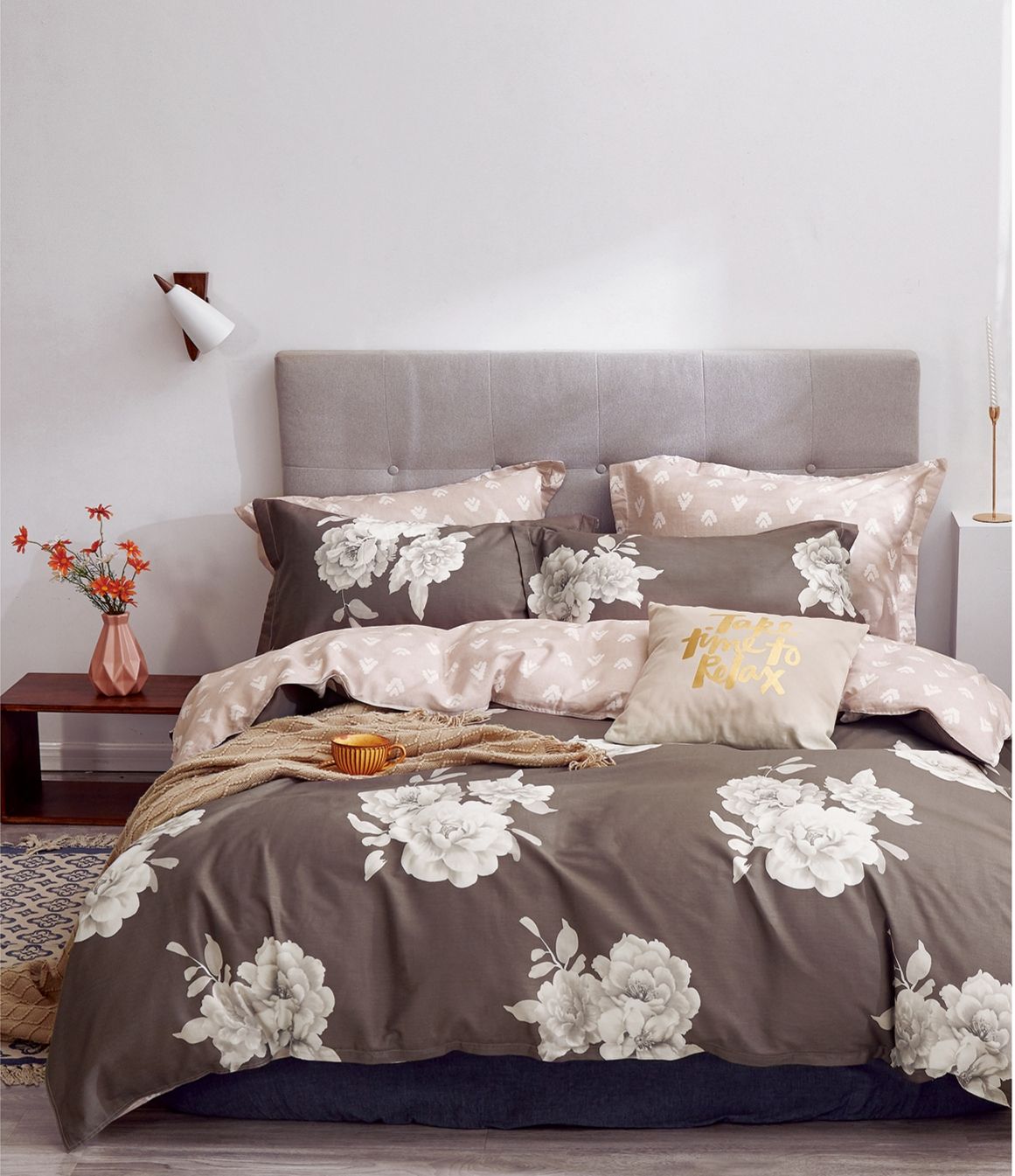 Marrisa Brown Floral 100% Cotton Comforter Set