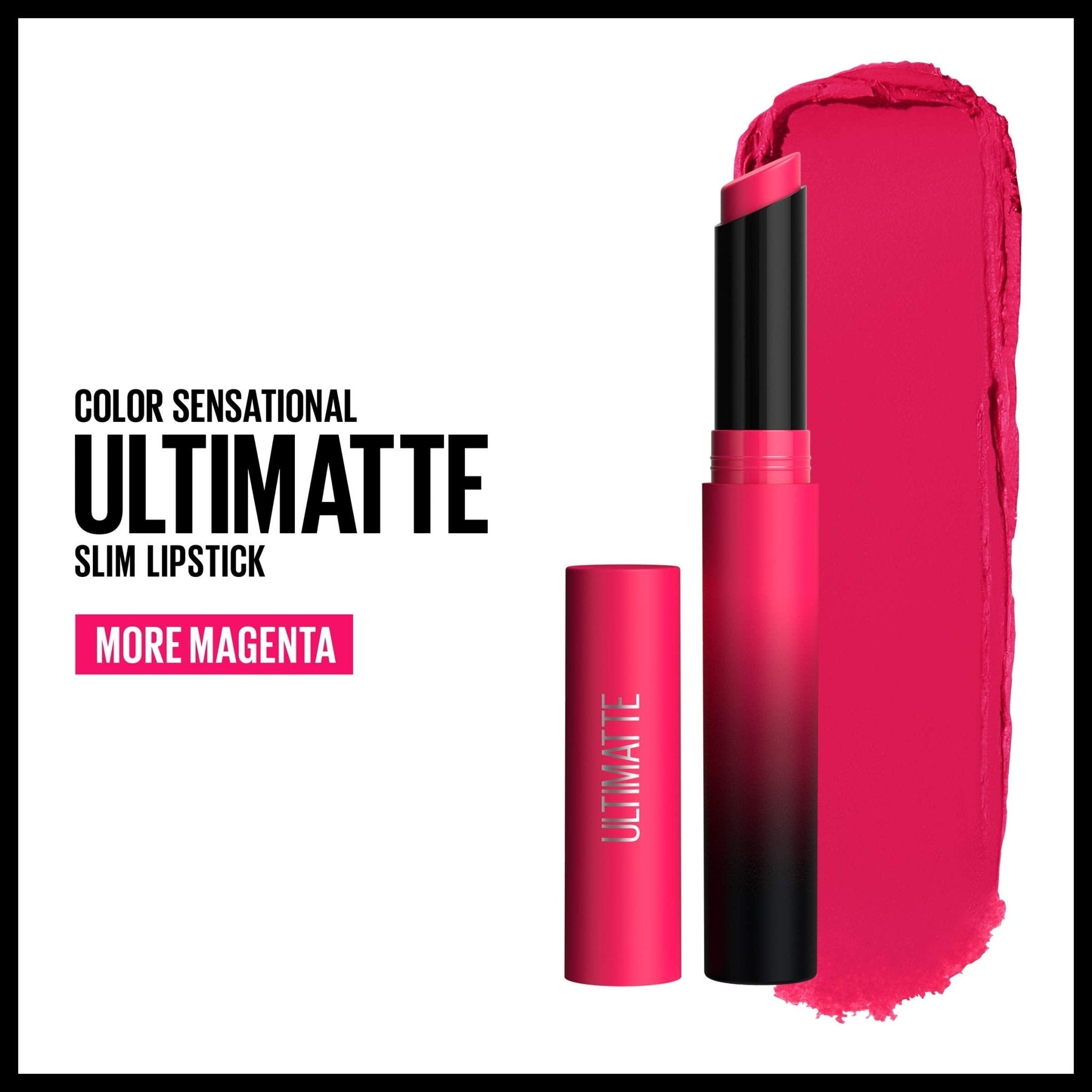 Maybelline Color Sensational Ultimatte Matte Lipstick, Non-Drying, Intense Color Pigment, More Berry, Warm Berry Purple, 1 Count