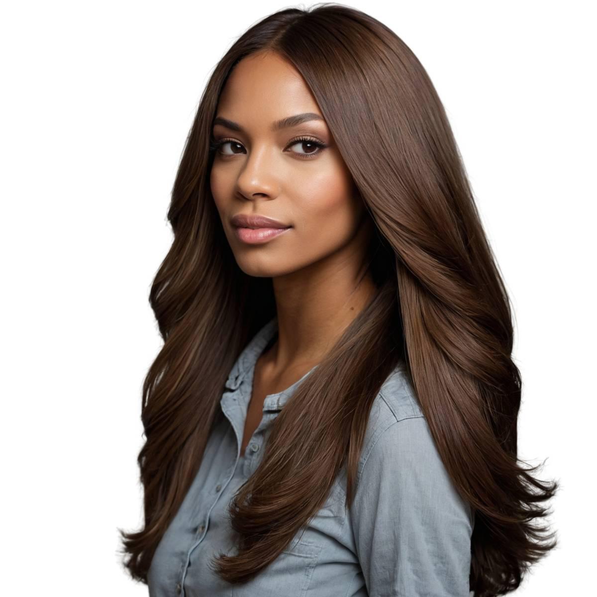 Medium Brown Seamless Clip-In 100% Human Hair Extensions