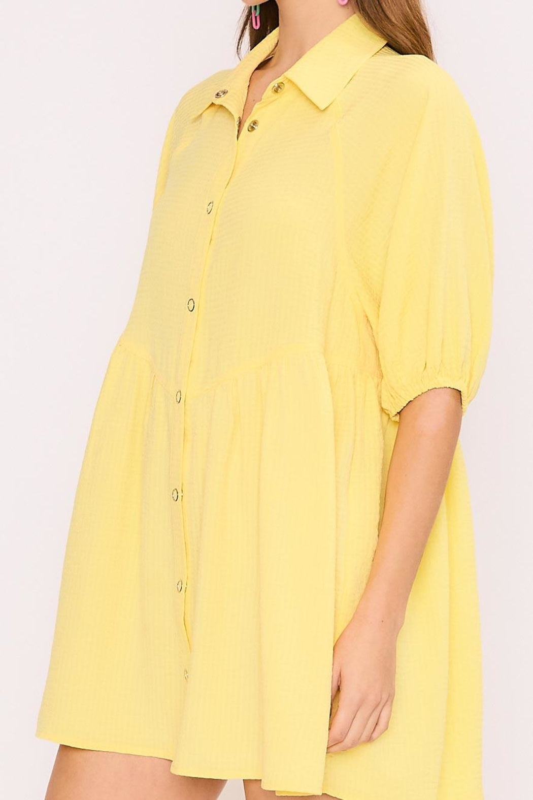Shadow Stripe Yellow Dress