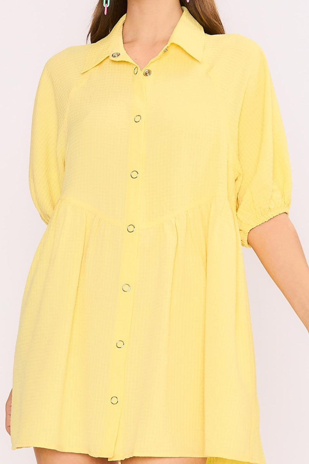 Shadow Stripe Yellow Dress