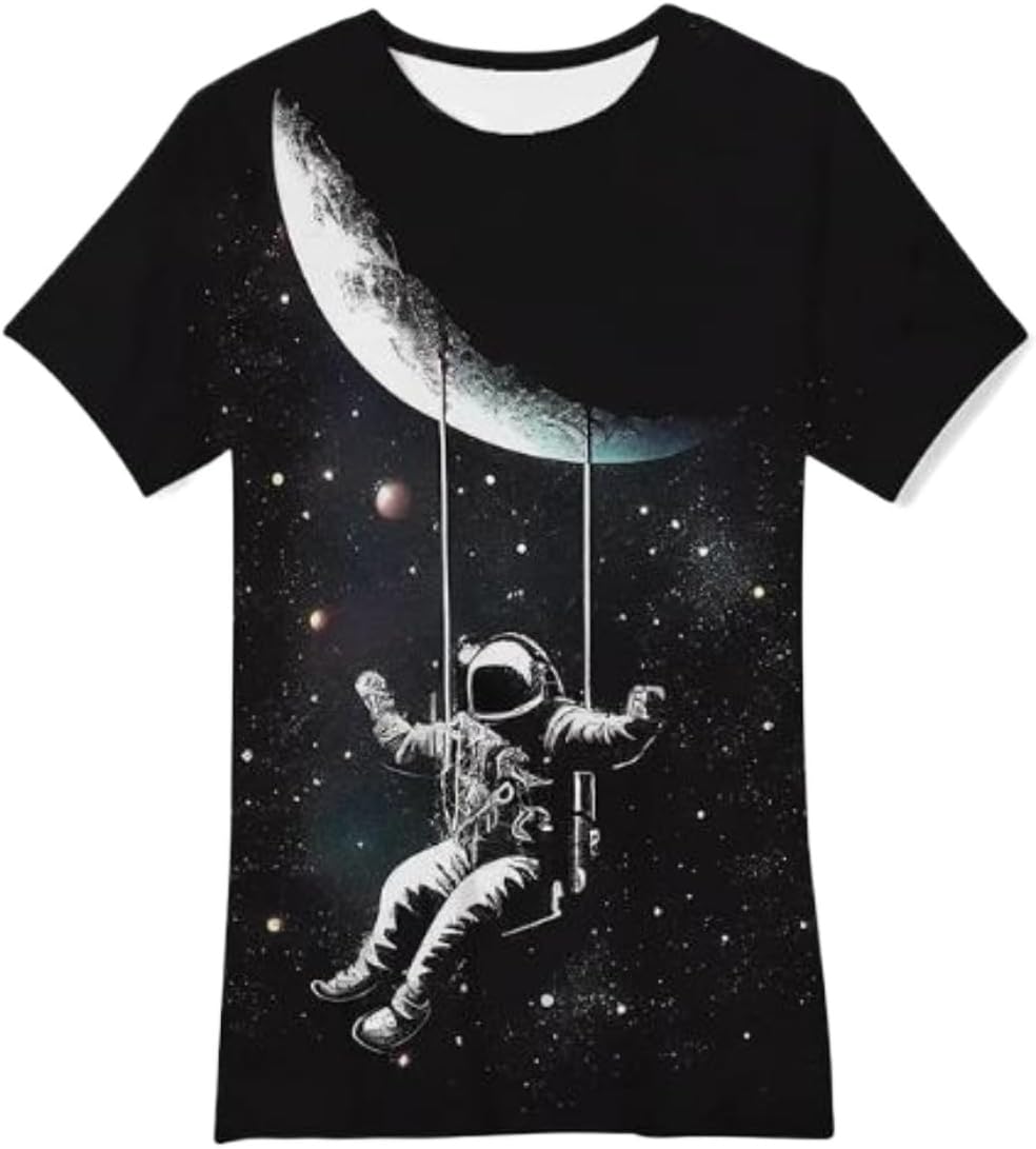 Men's and Women's T-Shirts with Creative Graffiti Printing Round Neck and Short Sleeve Tops