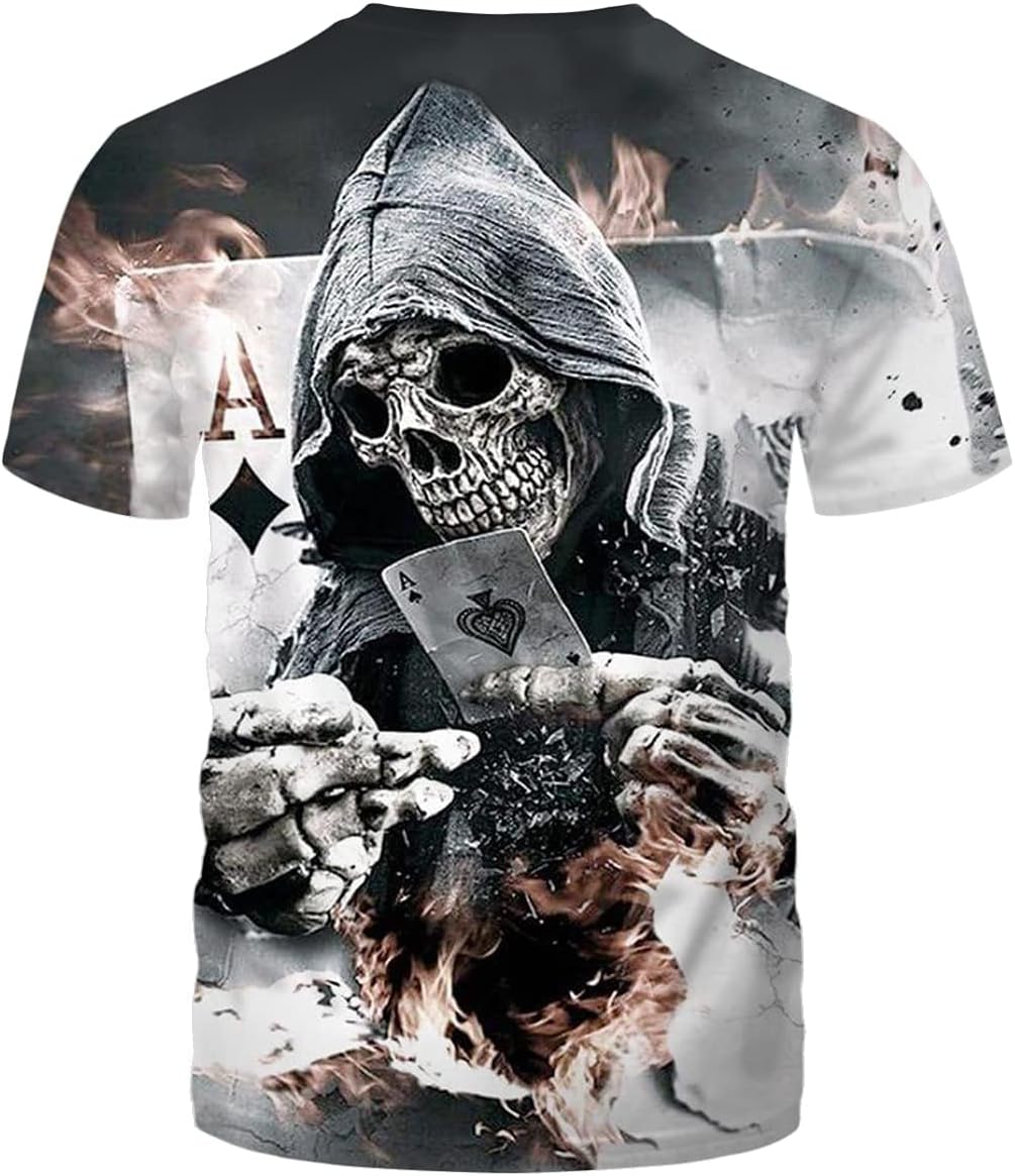 Men's Black and White Skull Shirt 3D Printing Short Sleeve T-Shirt