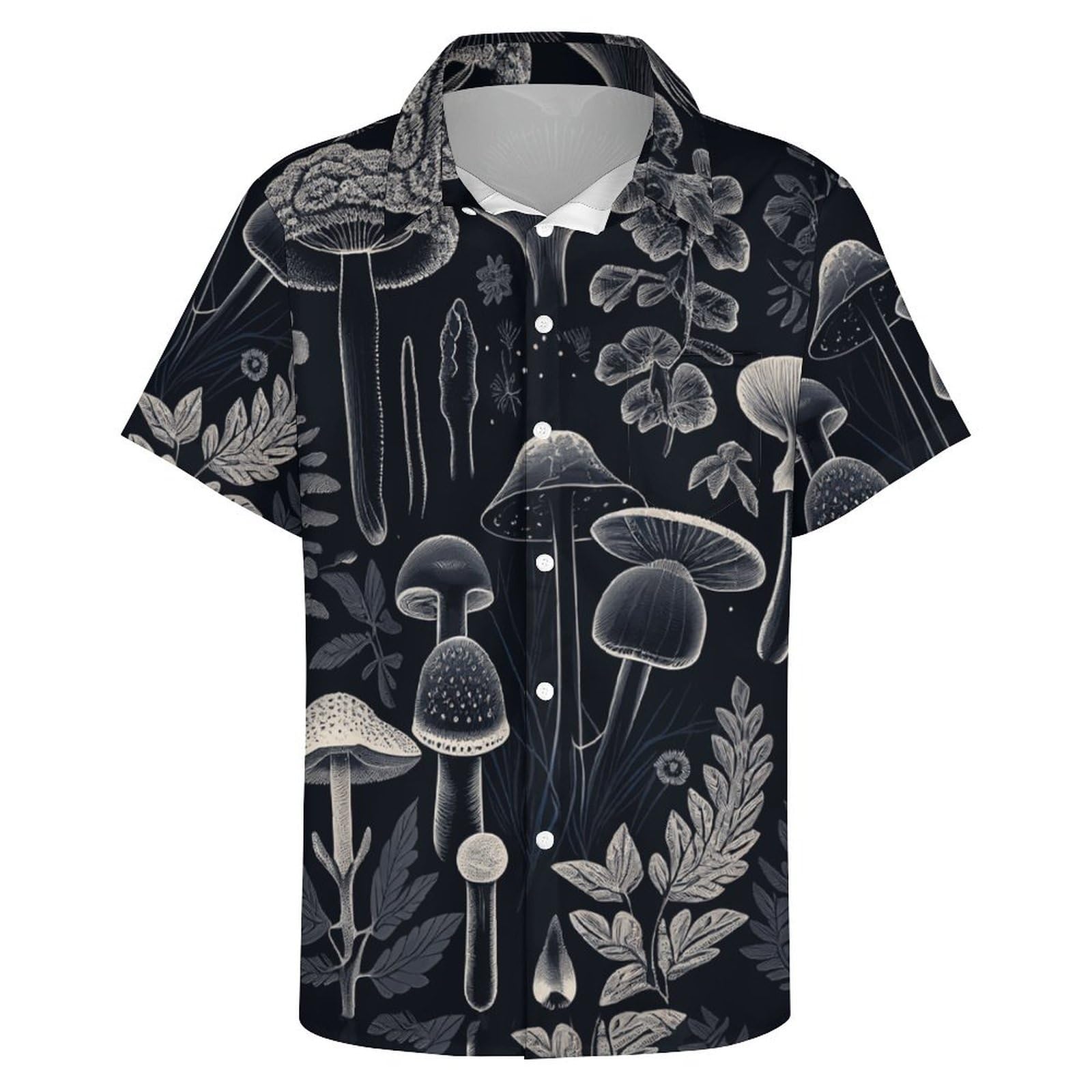 Mens Mushroom Button Down Shirt Short Sleeve Shirts Novelty Hawaiian Holiday Summer Funny Tops