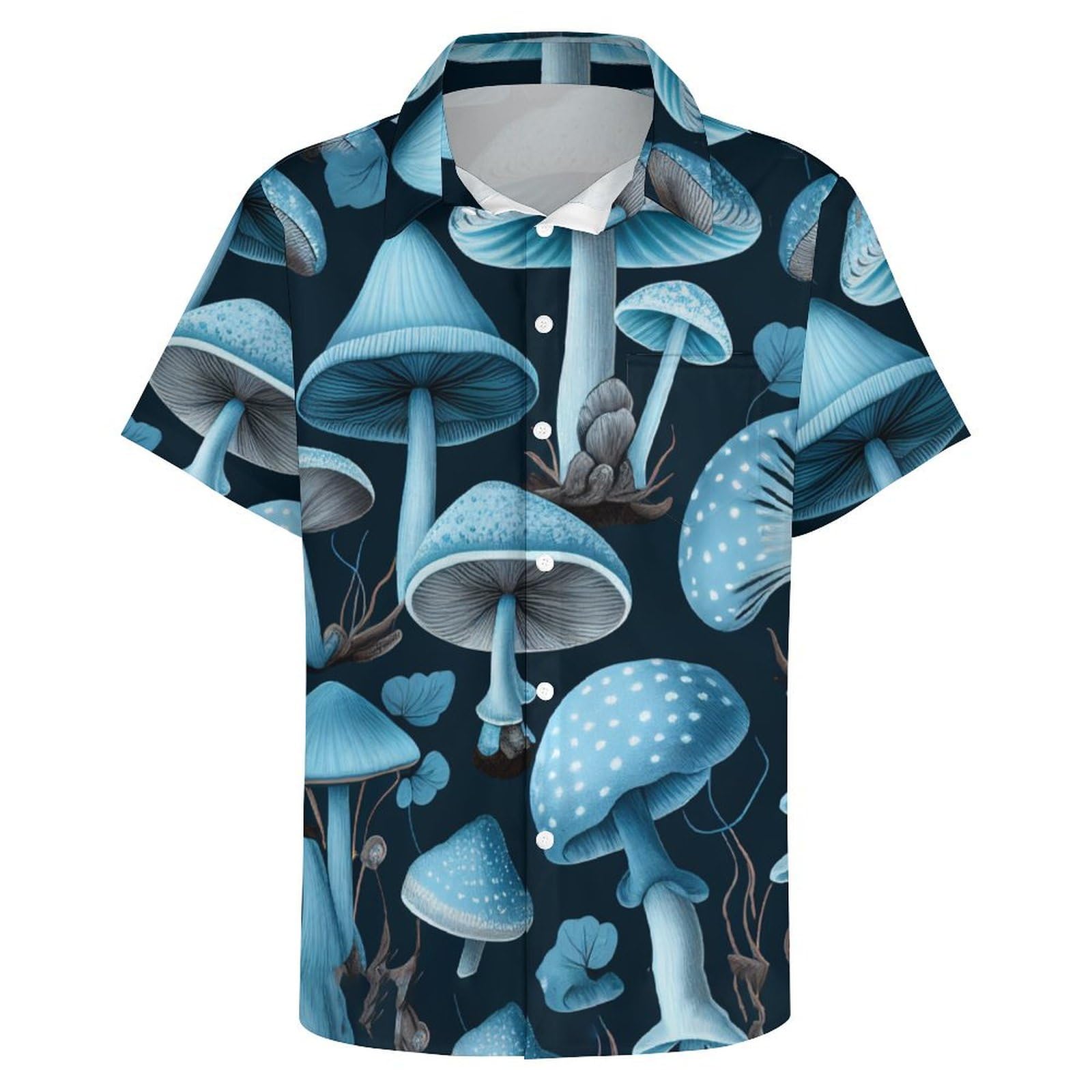 Mens Mushroom Button Down Shirt Short Sleeve Shirts Novelty Hawaiian Holiday Summer Funny Tops
