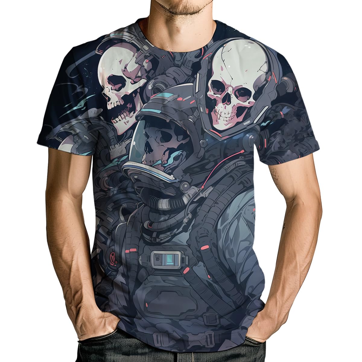 Men's Skull Graphic Tshirt 3D Print Skeleton Shirt for Men Funny Skull Tees Top