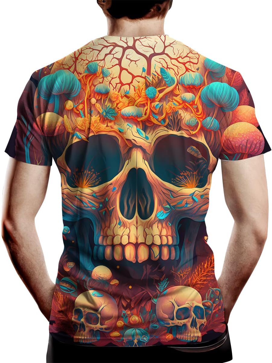 Men's Skull Graphic Tshirt 3D Print Skeleton Shirt for Men Funny Skull Tees Top