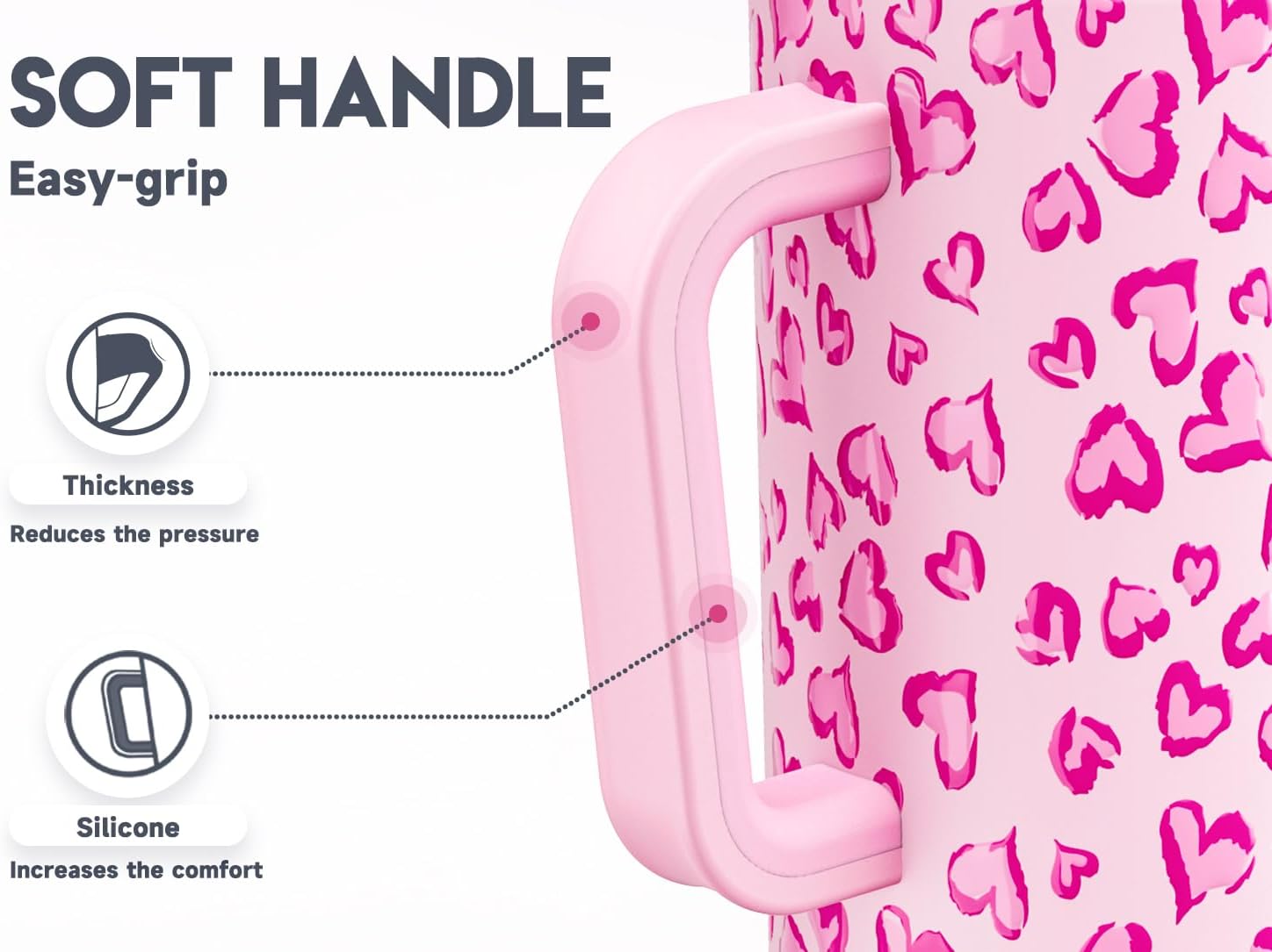 Meoky 40 oz Tumbler with Handle and Straw 2 Pack, Insulated Tumbler with Lid and Straw, Stainless Steel Travel Mug, Keeps Cold for 34 Hours, 100% Leak Proof, Fits in Car Cup Holder (Love & Flamingo)