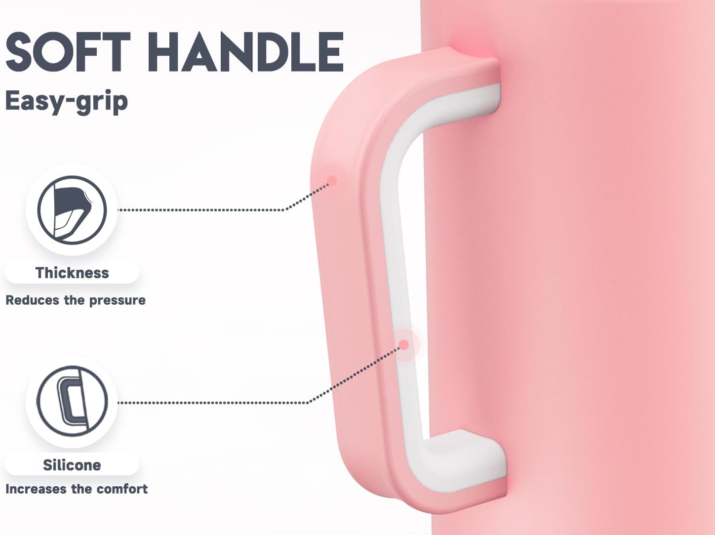 Meoky 40 oz Tumbler with Handle and Straw 2 Pack, Insulated Tumbler with Lid and Straw, Stainless Steel Travel Mug, Keeps Cold for 34 Hours, 100% Leak Proof, Fits in Car Cup Holder (Blush & Flamingo)