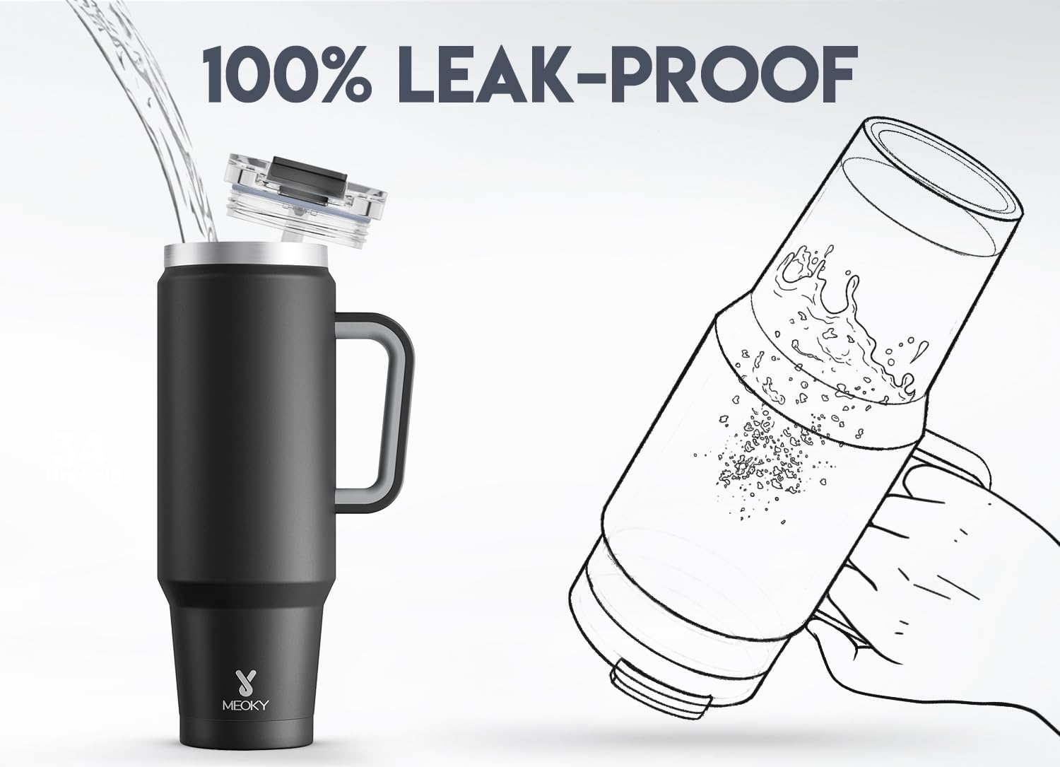 Meoky 40 oz Tumbler with Handle and Straw 2 Pack, Insulated Tumbler with Lid and Straw, Stainless Steel Travel Mug, Keeps Cold for 34 Hours, 100% Leak Proof, Fits in Car Cup Holder (Night & Romance)