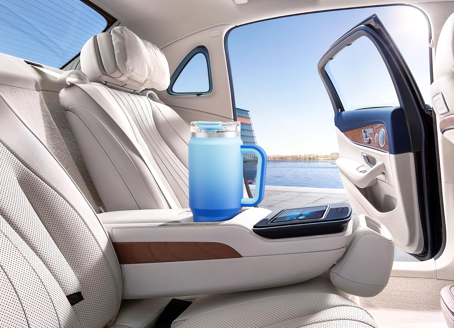 Meoky 40 oz Tumbler with Handle and Straw, Insulated Tumbler with Lid and Straw, Stainless Steel Travel Mug, Keeps Cold for 34 Hours, 100% Leak Proof, Fits in Car Cup Holder (Night)