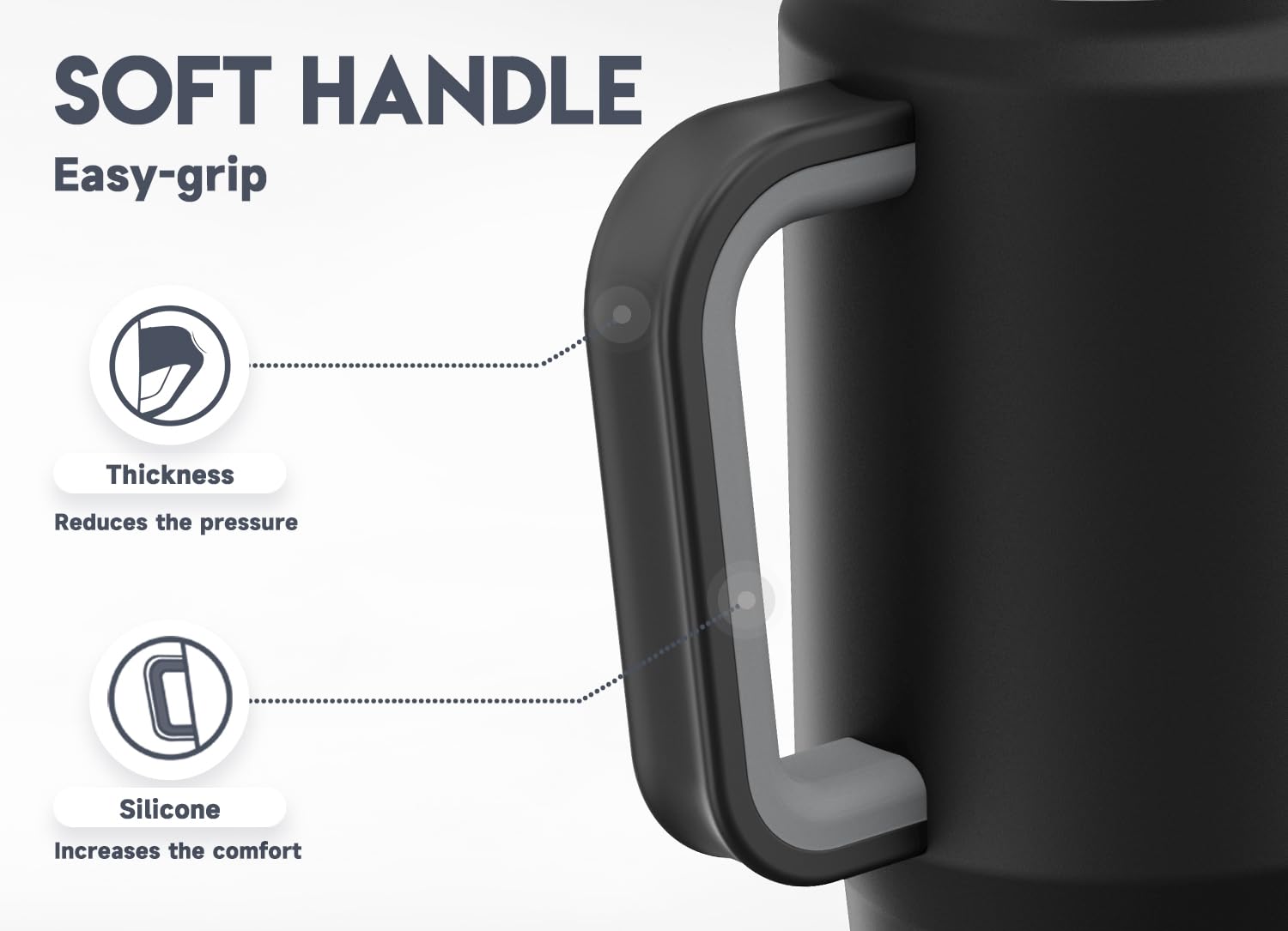 Meoky 40 oz Tumbler with Handle and Straw, Insulated Tumbler with Lid and Straw, Stainless Steel Travel Mug, Keeps Cold for 34 Hours, 100% Leak Proof, Fits in Car Cup Holder (Night)