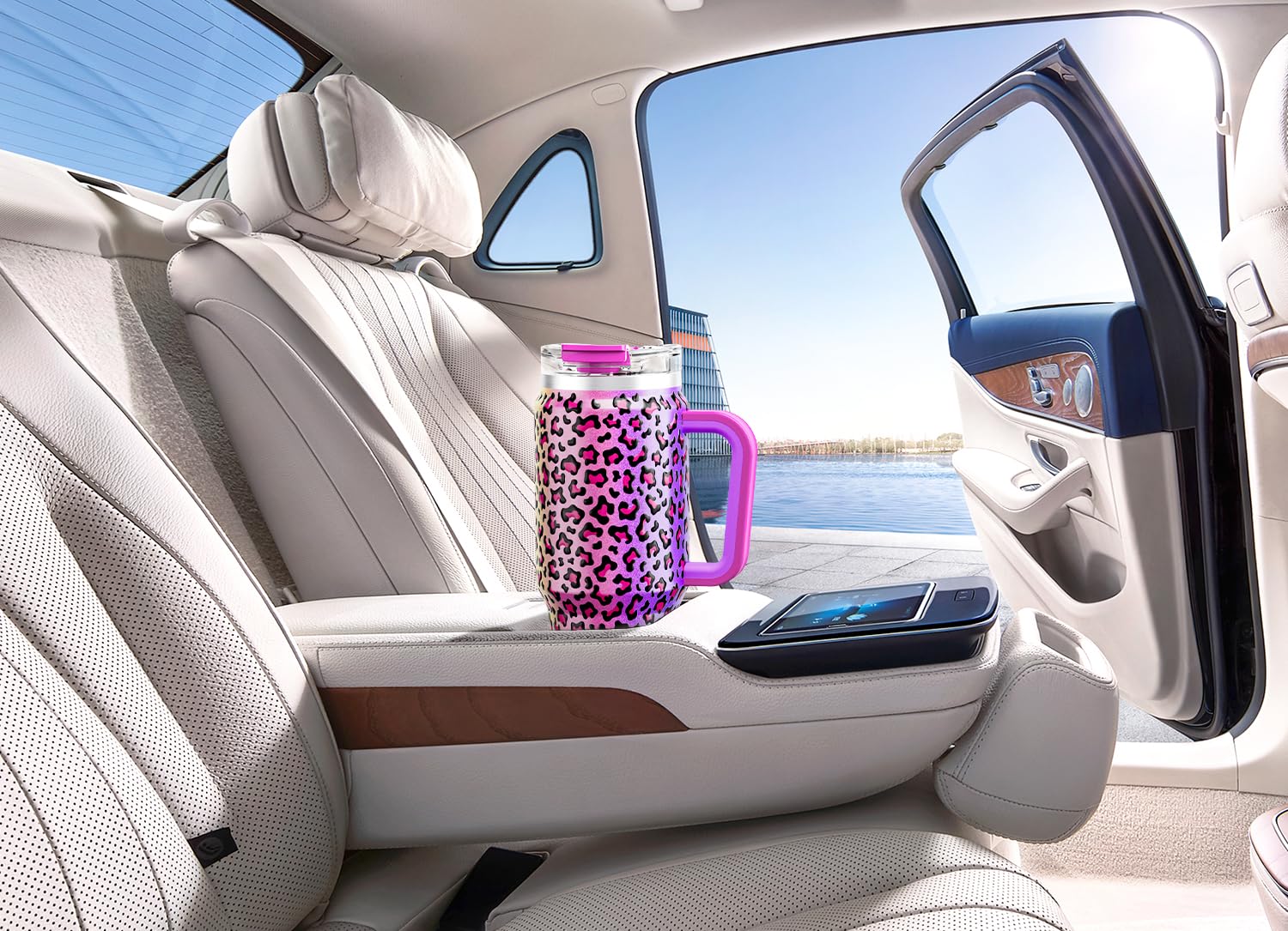 Meoky 40 oz Tumbler with Handle and Straw, Insulated Tumbler with Lid and Straw, Stainless Steel Travel Mug, Keeps Cold for 34 Hours, 100% Leak Proof, Fits in Car Cup Holder (Night)