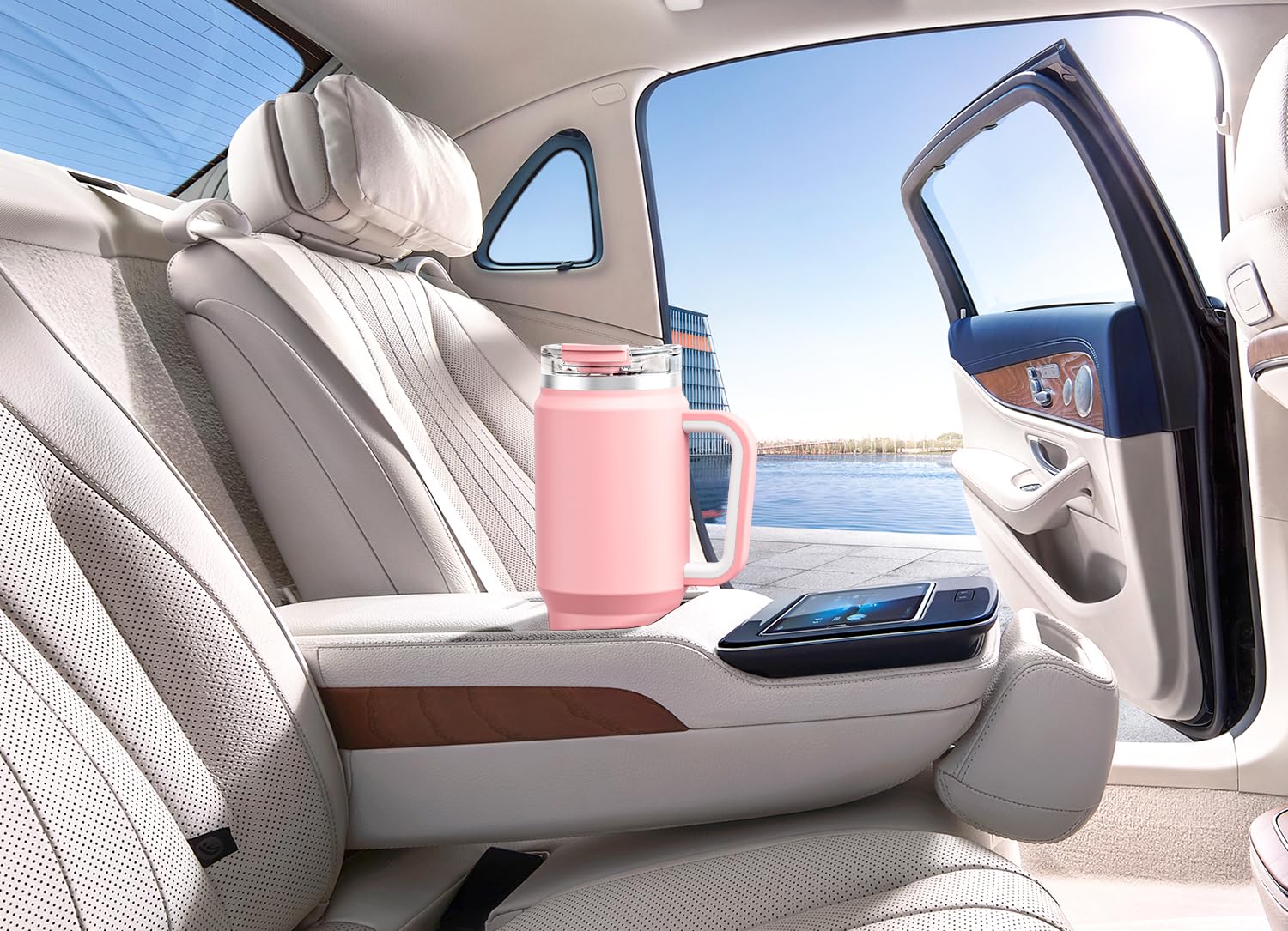 Meoky 40 oz Tumbler with Handle and Straw, Insulated Tumbler with Lid and Straw, Stainless Steel Travel Mug, Keeps Cold for 34 Hours, 100% Leak Proof, Fits in Car Cup Holder (Night)