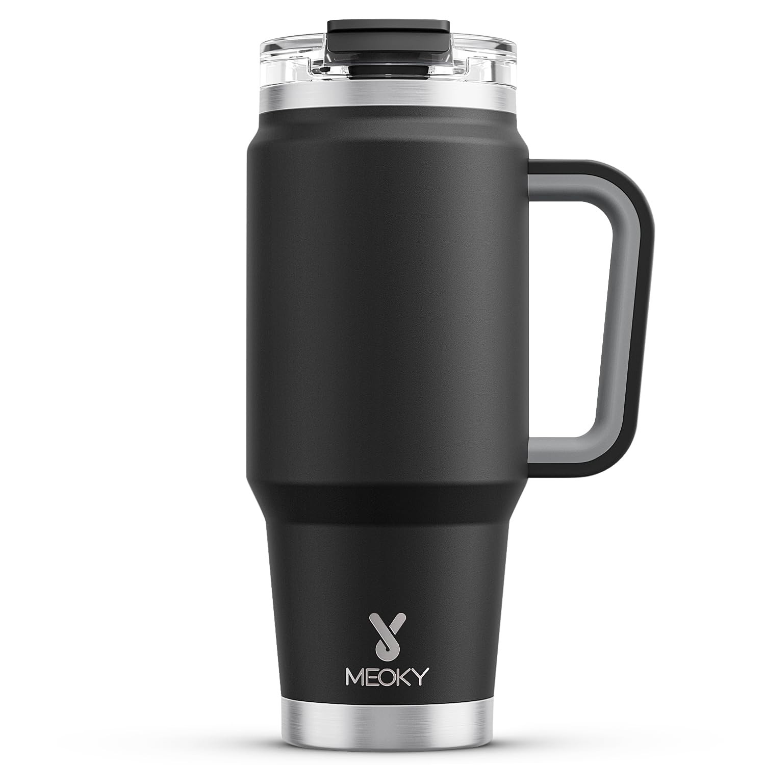 Meoky 40 oz Tumbler with Handle and Straw, Insulated Tumbler with Lid and Straw, Stainless Steel Travel Mug, Keeps Cold for 34 Hours, 100% Leak Proof, Fits in Car Cup Holder (Night)
