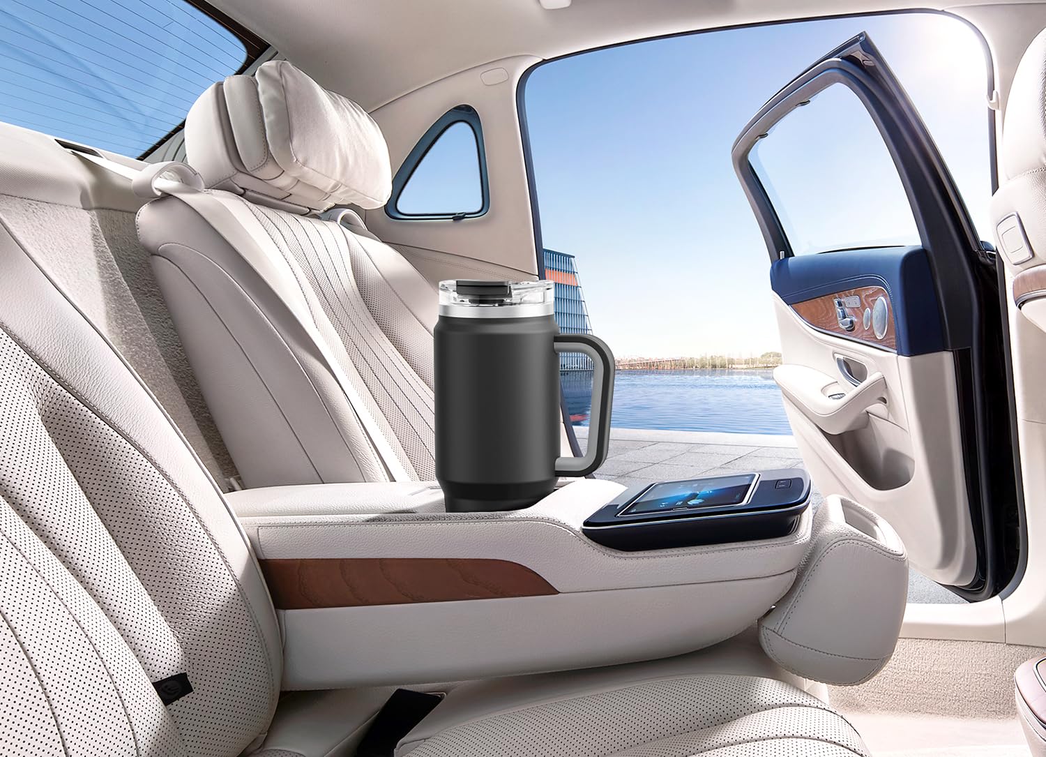 Meoky 40 oz Tumbler with Handle and Straw, Insulated Tumbler with Lid and Straw, Stainless Steel Travel Mug, Keeps Cold for 34 Hours, 100% Leak Proof, Fits in Car Cup Holder (Night)