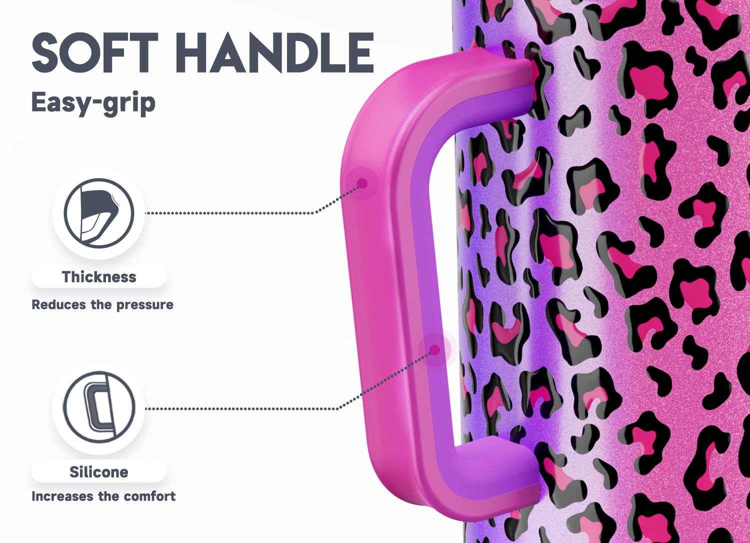 Meoky 40 oz Tumbler with Handle and Straw, Insulated Tumbler with Lid and Straw, Stainless Steel Travel Mug, Keeps Cold for 34 Hours, 100% Leak Proof, Fits in Car Cup Holder (Night)