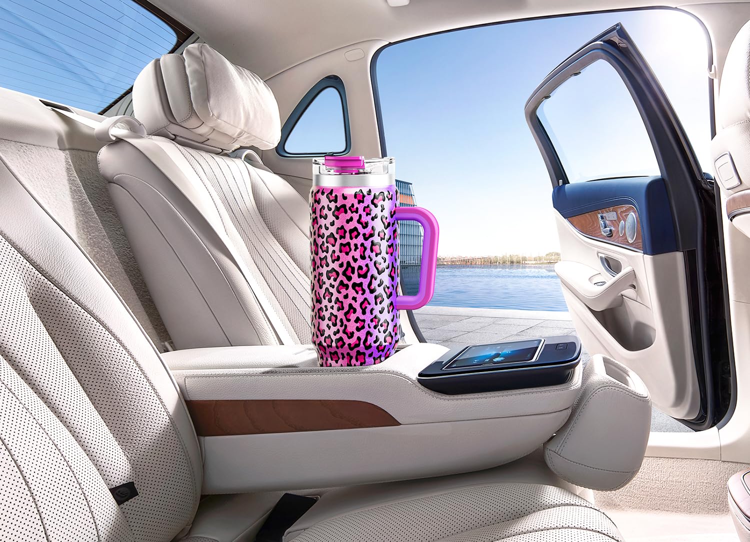 Meoky 40 oz Tumbler with Handle and Straw, Insulated Tumbler with Lid and Straw, Stainless Steel Travel Mug, Keeps Cold for 34 Hours, 100% Leak Proof, Fits in Car Cup Holder (Night)