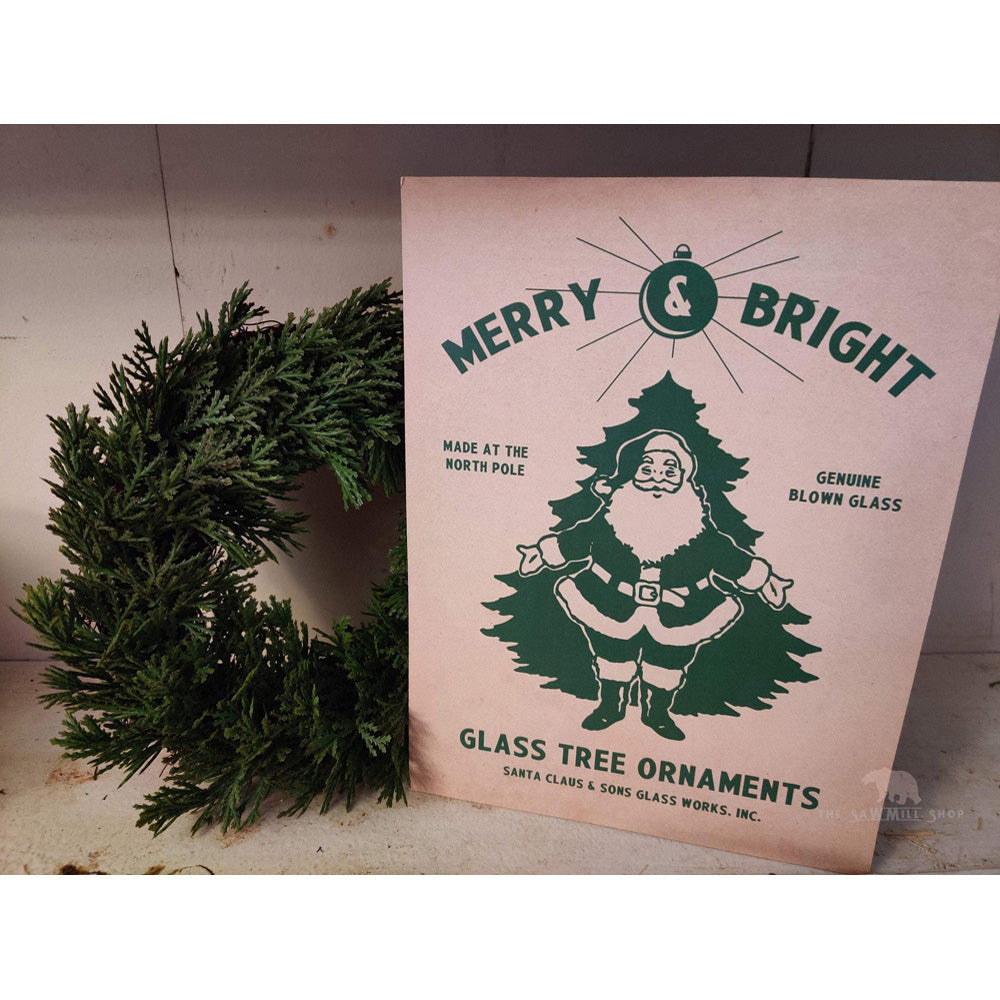 Merry Bright Christmas Decor Box Wood Cutout