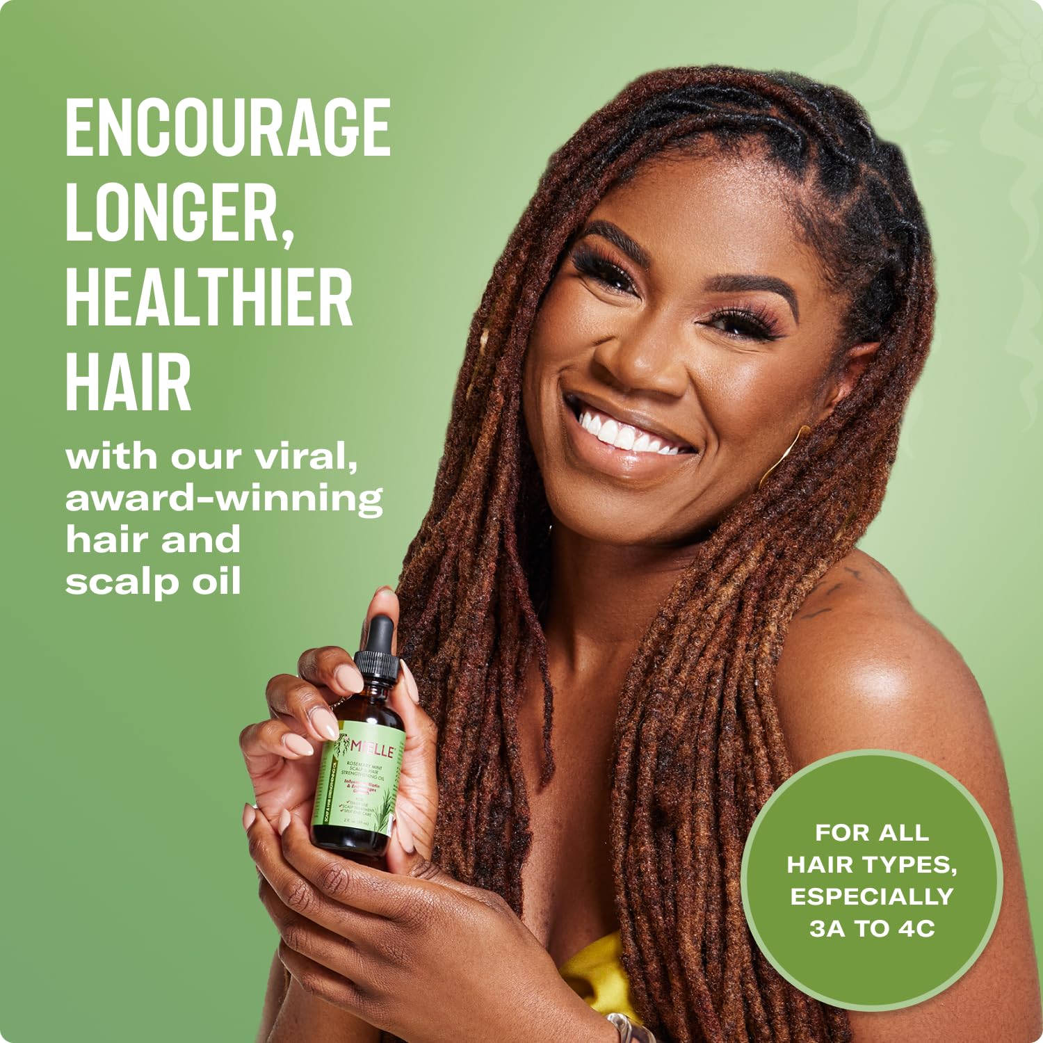 Mielle Organics Rosemary & Mint Hair Oil, Split Ends & Dry Scalp Treatment - Made with Biotin & Essential Oils for Strengthening, Soothing, Moisturizing & Encouraging Longer, Healthier Hair (2 Fl Oz)