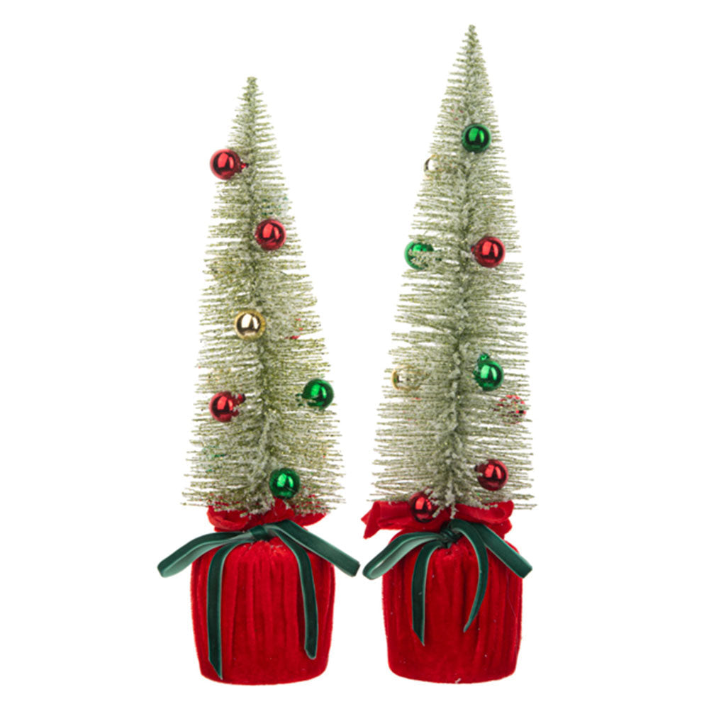 Mini Ball Bottle Brush Tree Set of 2