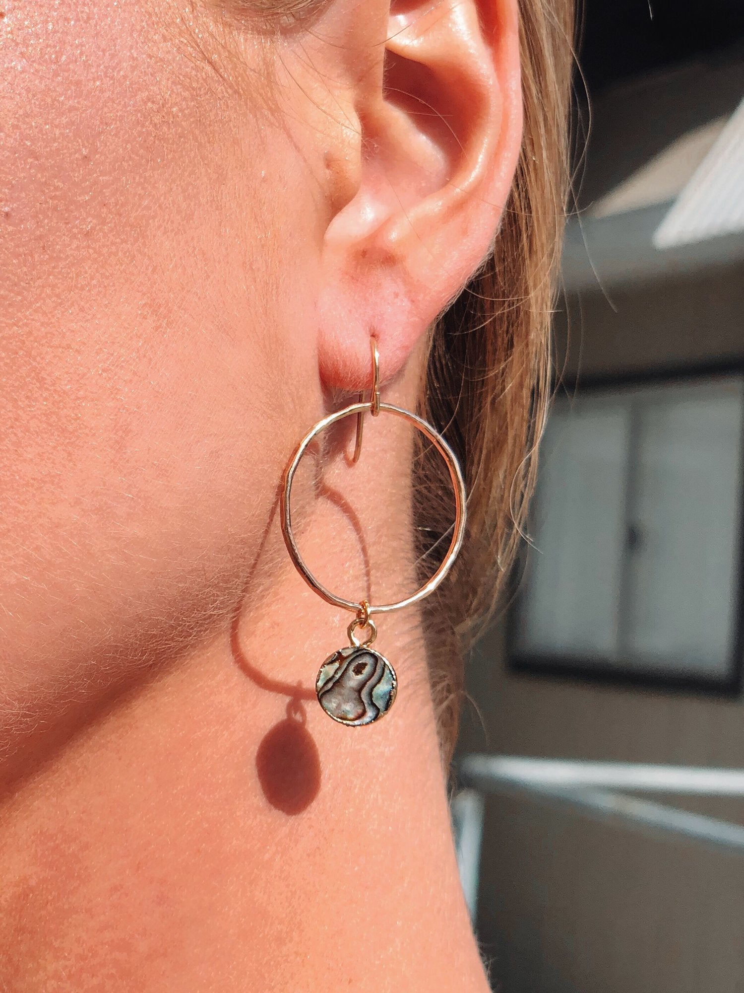 Mini Dainty Abalone Hoops by Toasted Jewelry