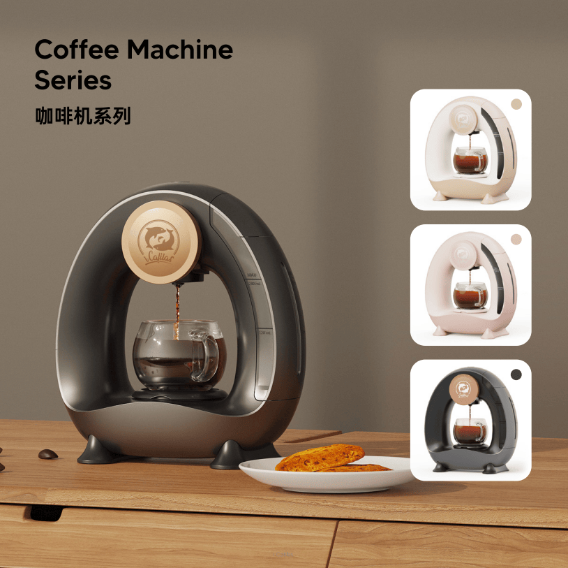 MiniQ Portable American coffee machine White 2in1 semi-automatic coffee machine 1400W drip coffee machine coffee powder 20g optional powder holder or optional K cup holder