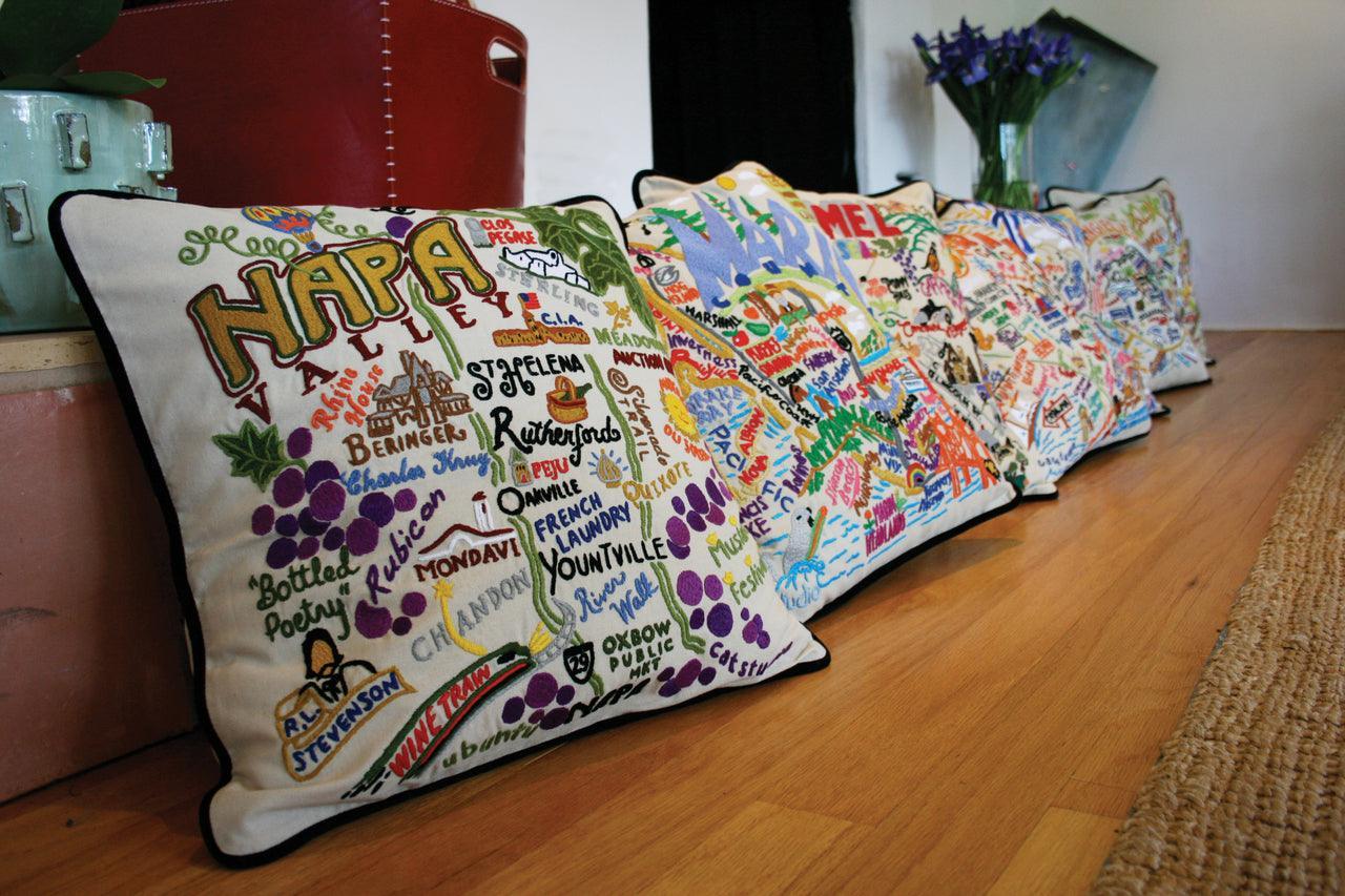 Minneapolis-St. Paul Hand-Embroidered Pillow