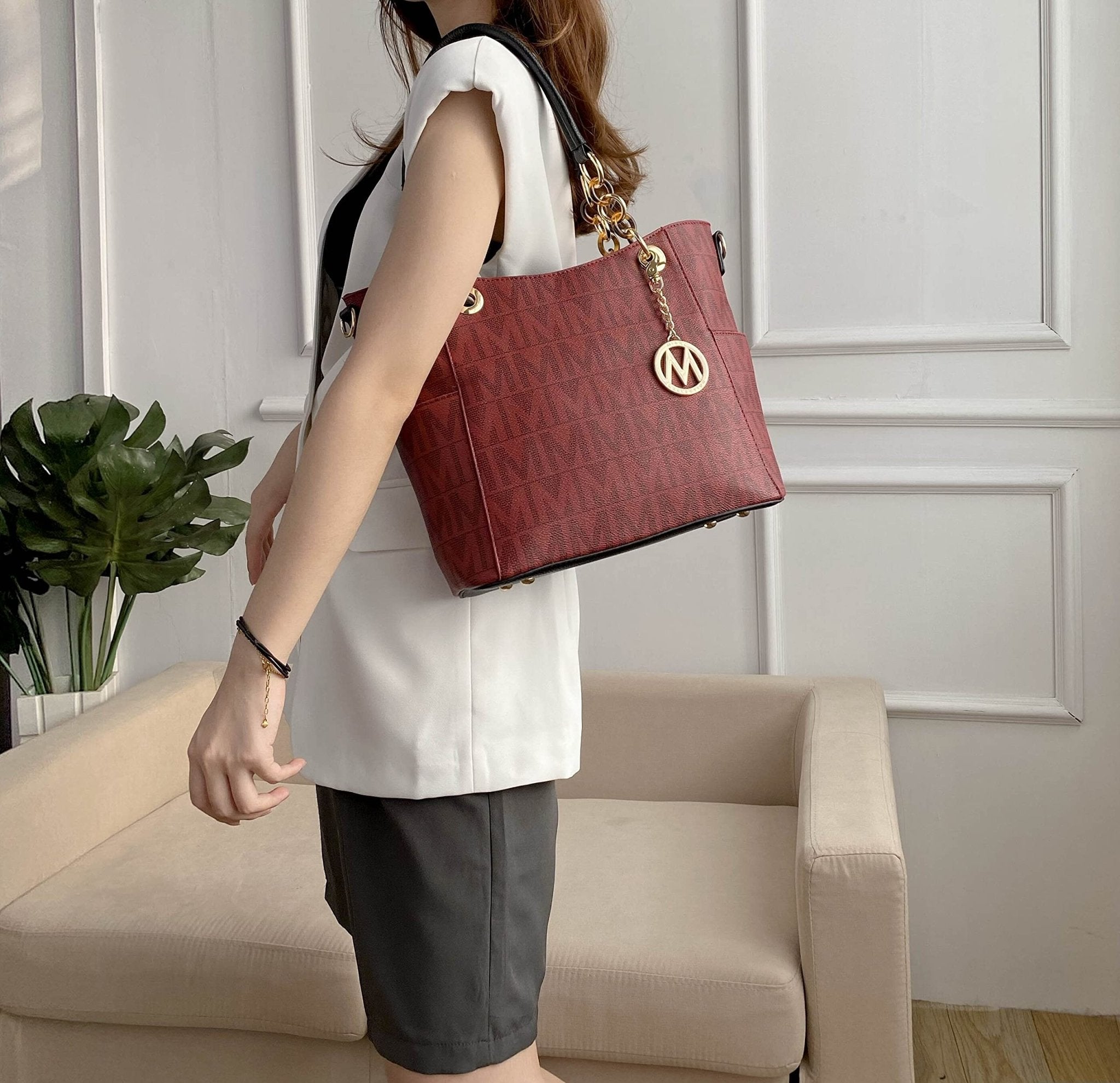 MKF Collection Shoulder Bag for Women, Vegan Leather Handbag Purse Top-Handle Crossbody Bag Tote Bag by Mia K