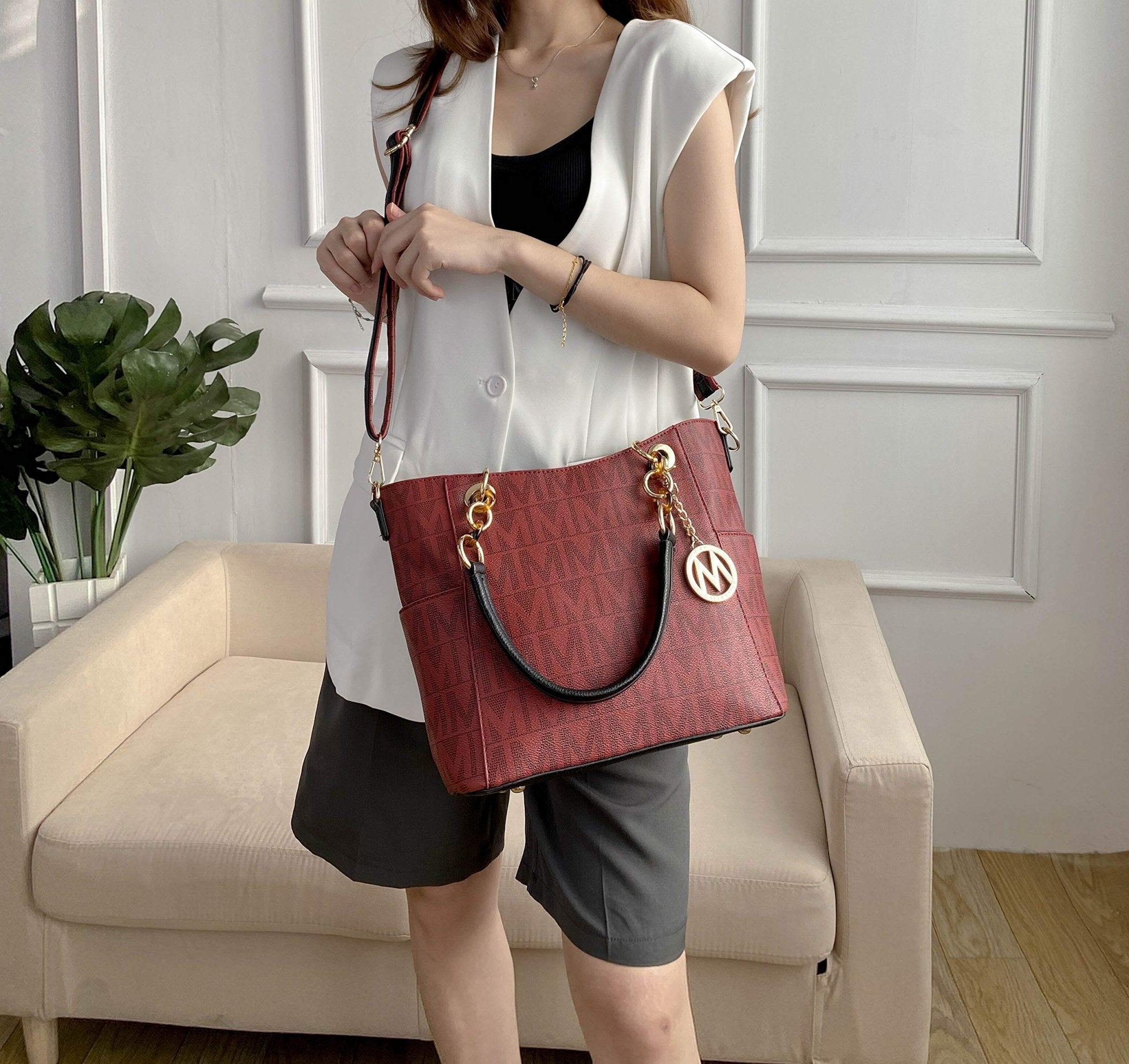 MKF Collection Shoulder Bag for Women, Vegan Leather Handbag Purse Top-Handle Crossbody Bag Tote Bag by Mia K