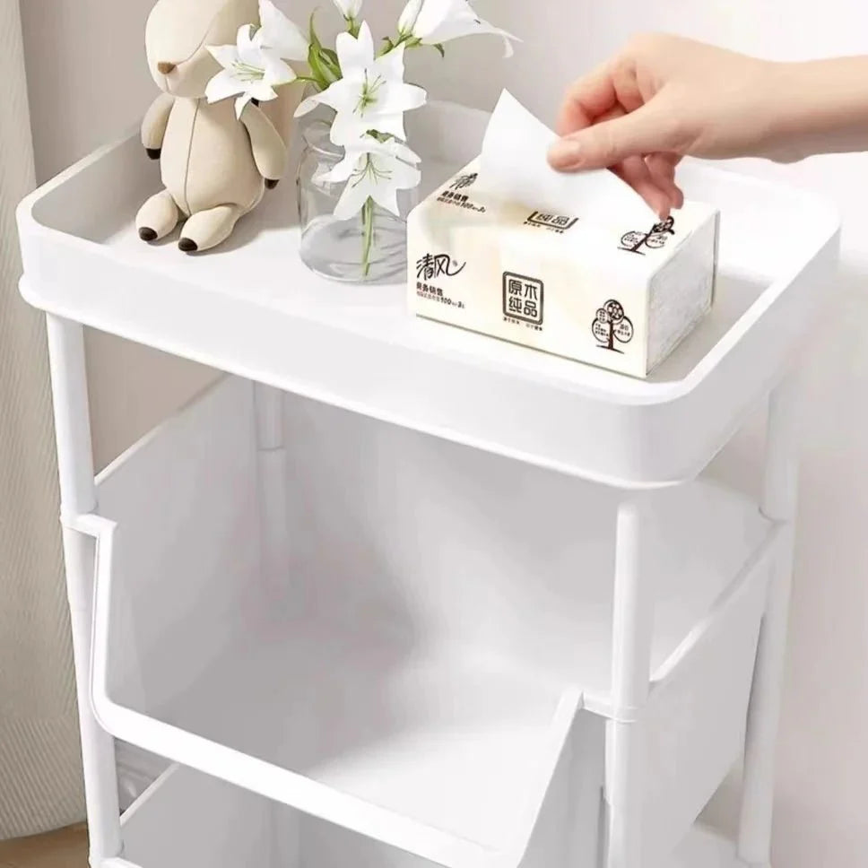 Mobile Storage Rack Trolley Multi-layer Kitchen Trolley Thicken Metal Cart Snacks Storage Rack with Wheels