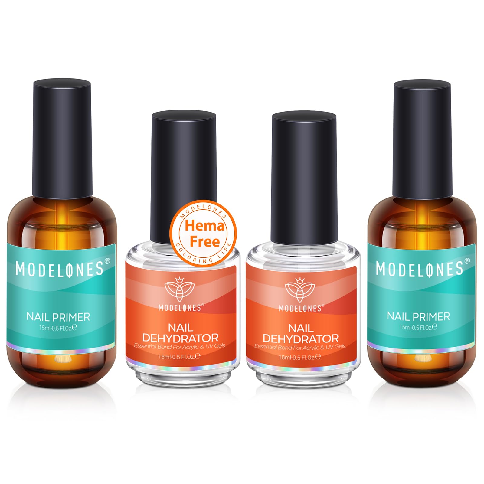 modelones Gel Top Coat, 15 ml 2025 Upgrade Super Shiny Base and Top Coat Set, Soak Off Nail Lamp Acid Free No Wipe Clear Base Top Gel Nail Polish