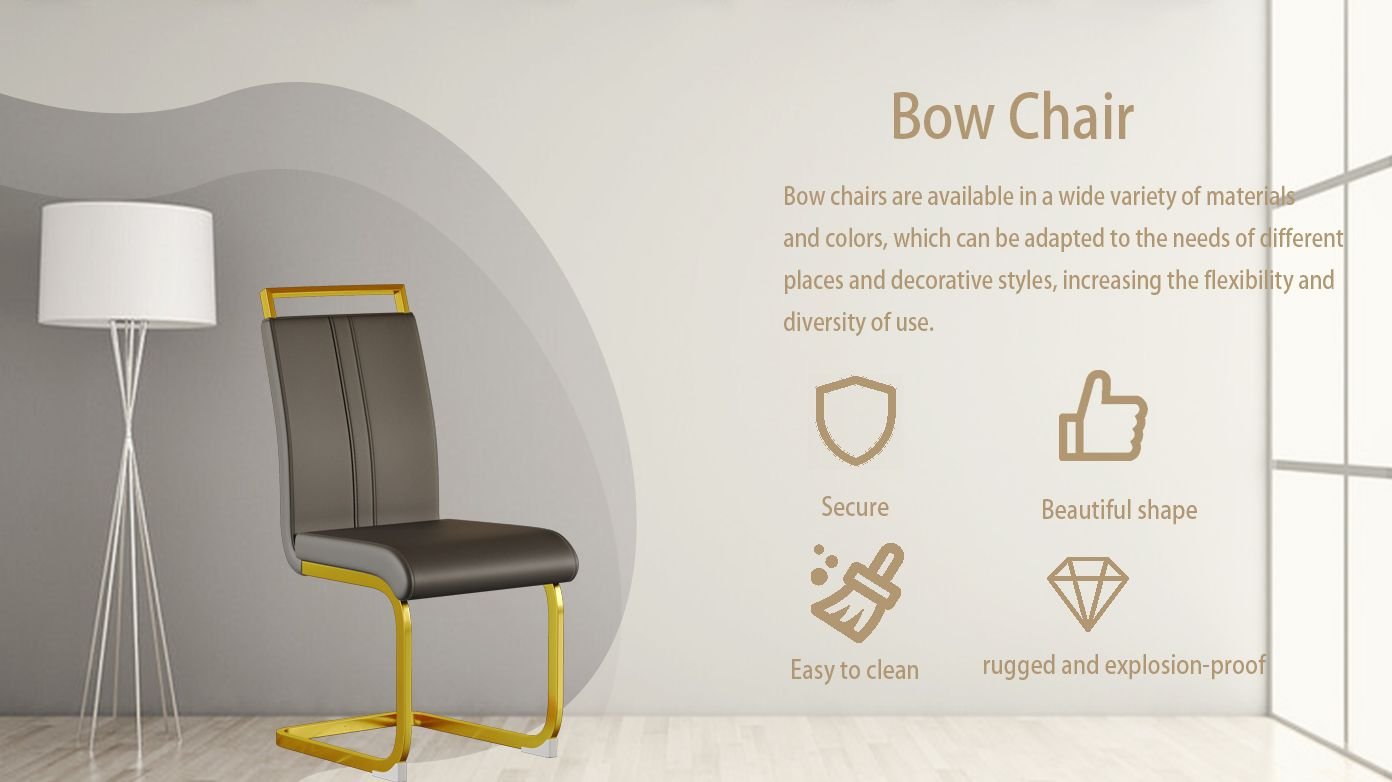 Modern Dining Chairs,PU Faux Leather High Back Upholstered Side Chair with C-shaped Tube plating Metal Legs for Dining Room Kitchen Vanity Patio Club Guest Office Chair (Set of 4)