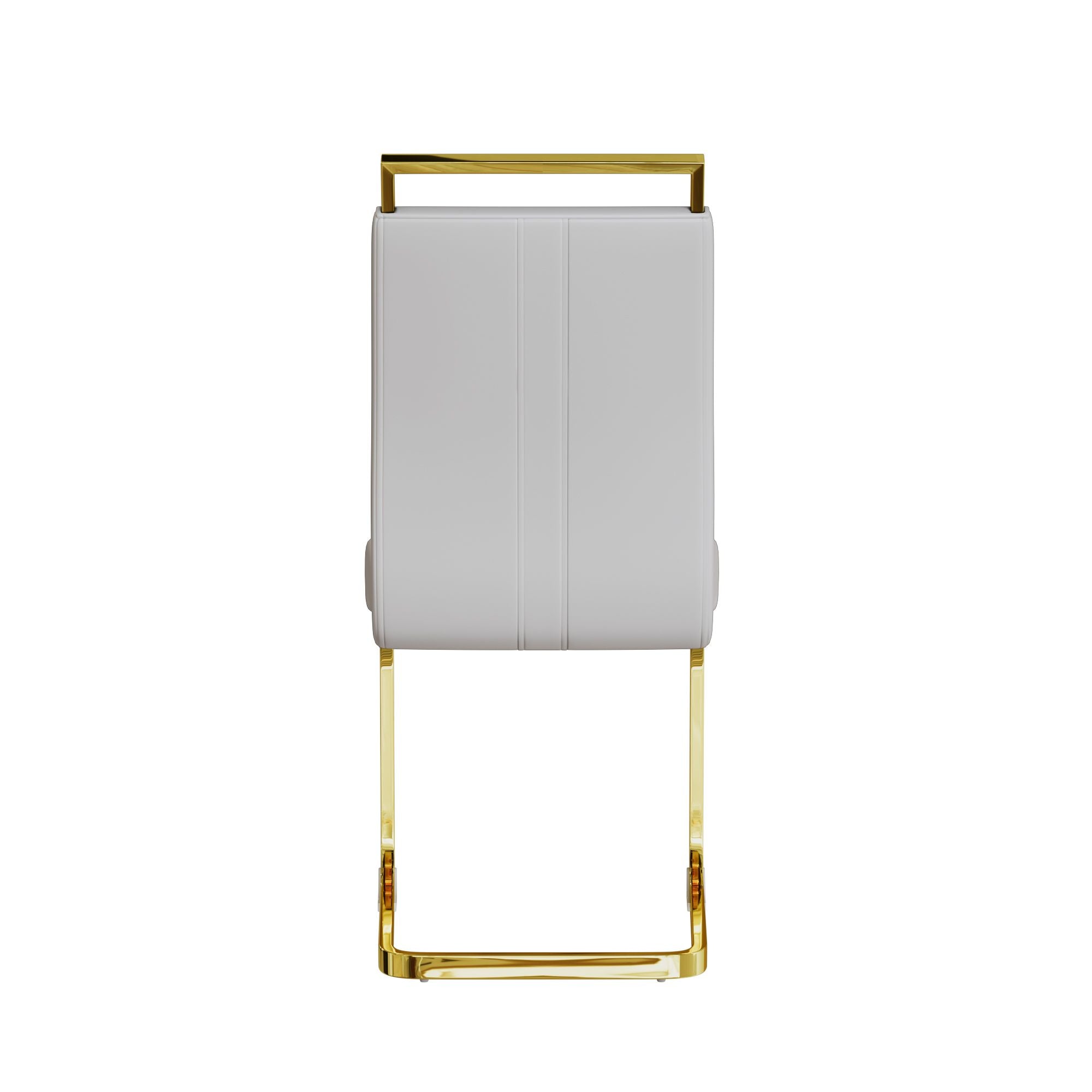 Modern Dining Chairs,PU Faux Leather High Back Upholstered Side Chair with C-shaped Tube plating Metal Legs for Dining Room Kitchen Vanity Patio Club Guest Office Chair (Set of 4)