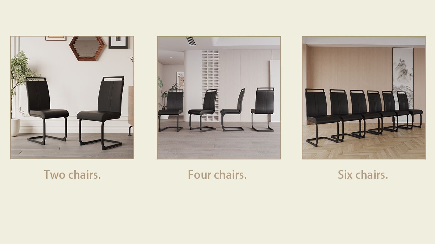 Modern Dining Chairs,PU Faux Leather High Back Upholstered Side Chair with C-shaped Tube plating Metal Legs for Dining Room Kitchen Vanity Patio Club Guest Office Chair (Set of 4)