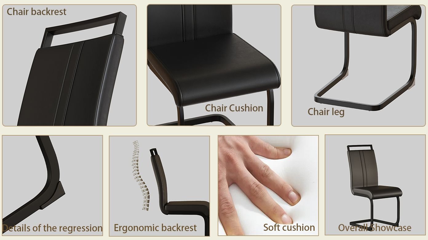 Modern Dining Chairs,PU Faux Leather High Back Upholstered Side Chair with C-shaped Tube plating Metal Legs for Dining Room Kitchen Vanity Patio Club Guest Office Chair (Set of 4)