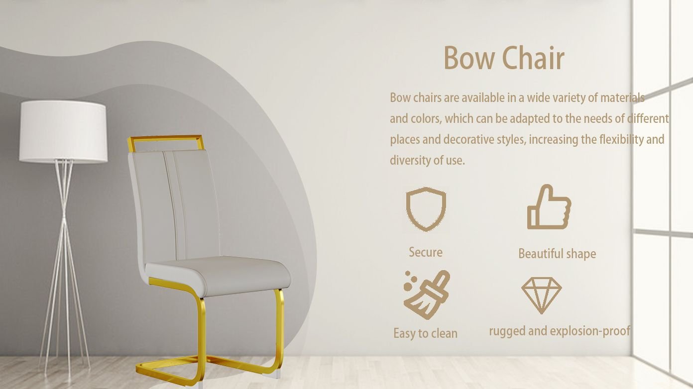 Modern Dining Chairs,PU Faux Leather High Back Upholstered Side Chair with C-shaped Tube plating Metal Legs for Dining Room Kitchen Vanity Patio Club Guest Office Chair (Set of 4)